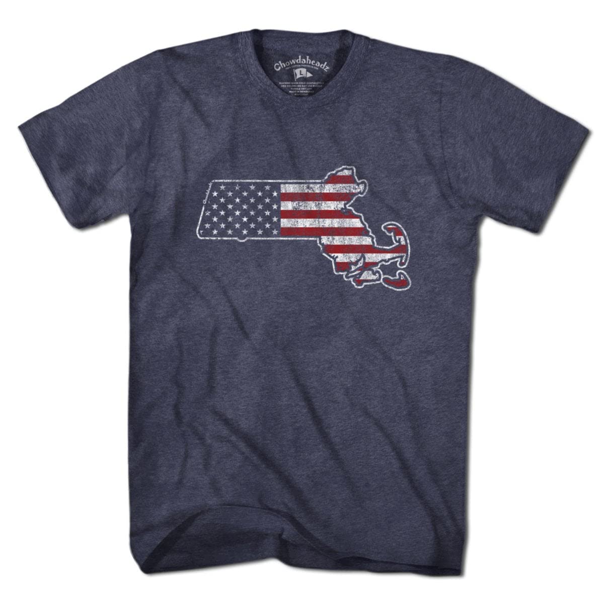 Chowdaheadz Massachusetts America Vintage T-Shirt - Unisex Soft Cotton Blend Tee for Casual Wear & Patriotic Events