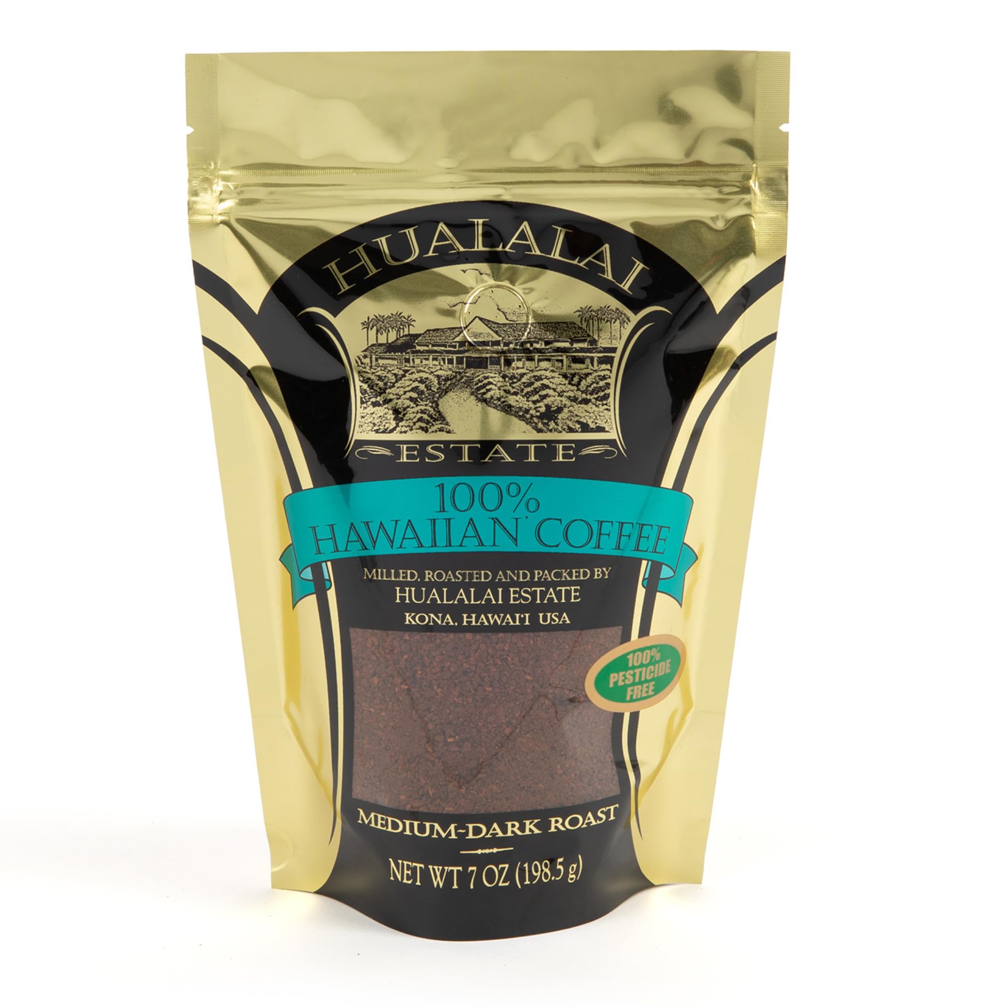 Premium 100% Hawaiian Kona Coffee - Vanilla Macadamia Nut Medium Dark Roast by Hualalai Estate - 7 oz Ground Coffee for Home Brewing, Office & Gifts - Authentic Hawaiian Flavor Experience