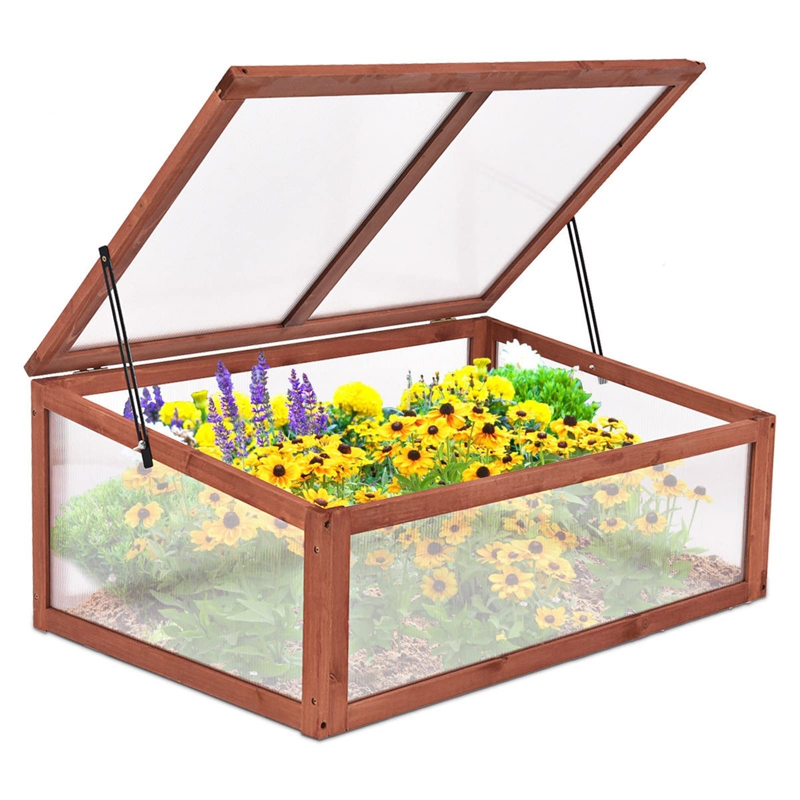 Portable Wooden Greenhouse for Outdoor Plants & Vegetables - Raised Garden Bed Protector for Gardening, Backyard, and Patio Use