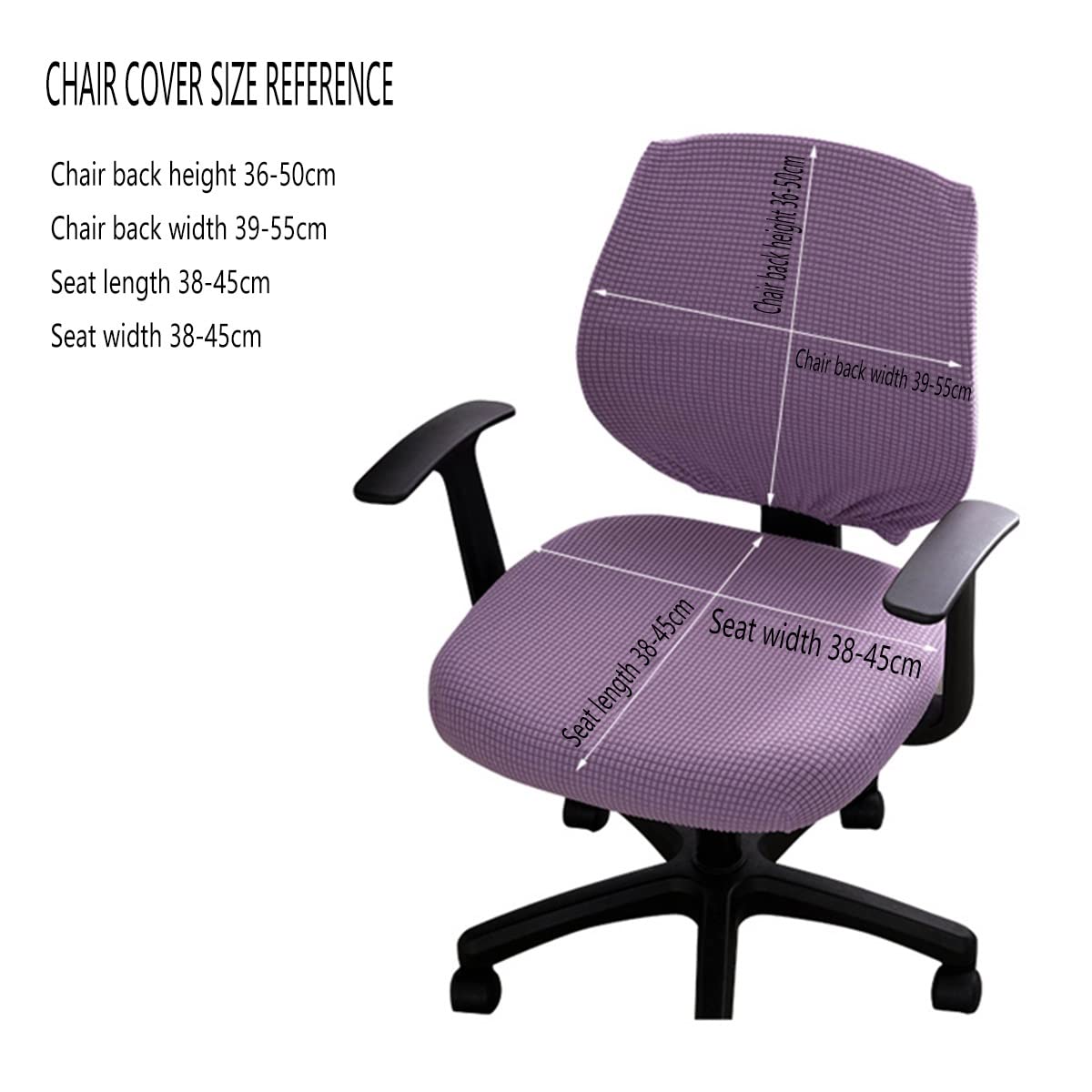 Washable Stretch Office Chair Covers - Purple Slipcovers for Computer Desk & Swivel Chairs | Removable Armchair Protector with Seat Cushion | Perfect for Home Office, Gaming & Workspace Protection