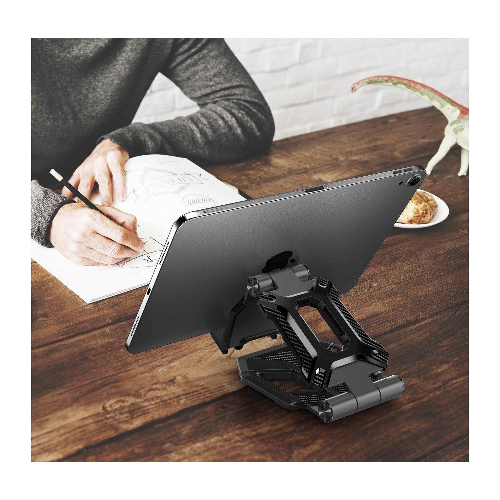 Heavy Duty Phone Stand for Desk - Foldable & Portable, Fits in Pocket - Black | Perfect for Office, Home, and Travel Use