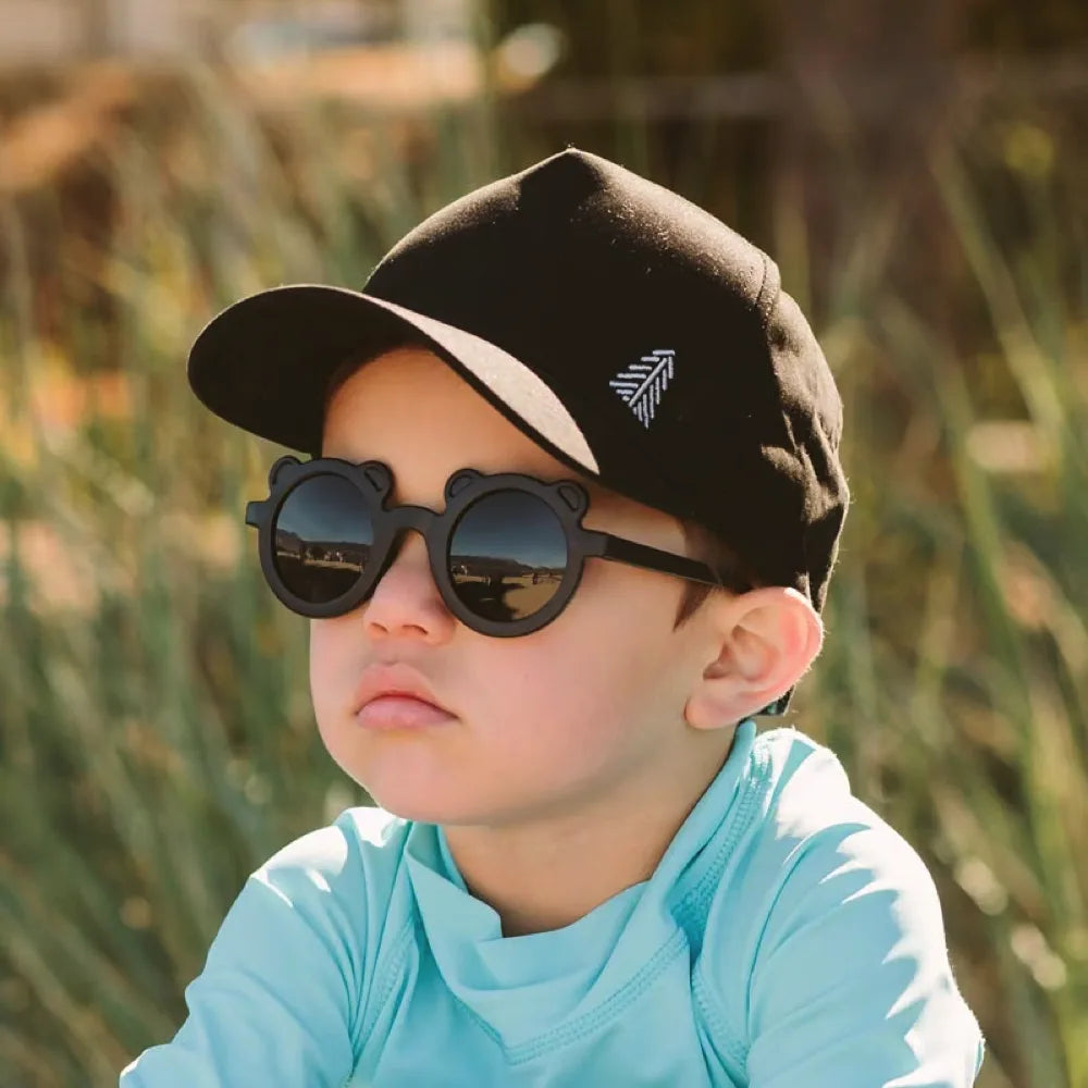 Jan + Jul Polarized Bear Sunglasses for Kids - UV400 Protection, Durable & Stylish Black Frames - Perfect for Outdoor Play, Beach Trips, and Sunny Days