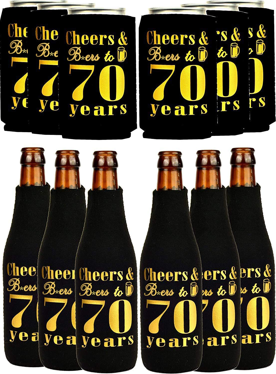 MEANT2TOBE 70th Birthday Decorations for Men - Personalized Can Cooler & Sleeve Set - Unique 70th Birthday Gifts for Him - Perfect for Birthday Parties, Retirement Celebrations & Father's Day Gifts