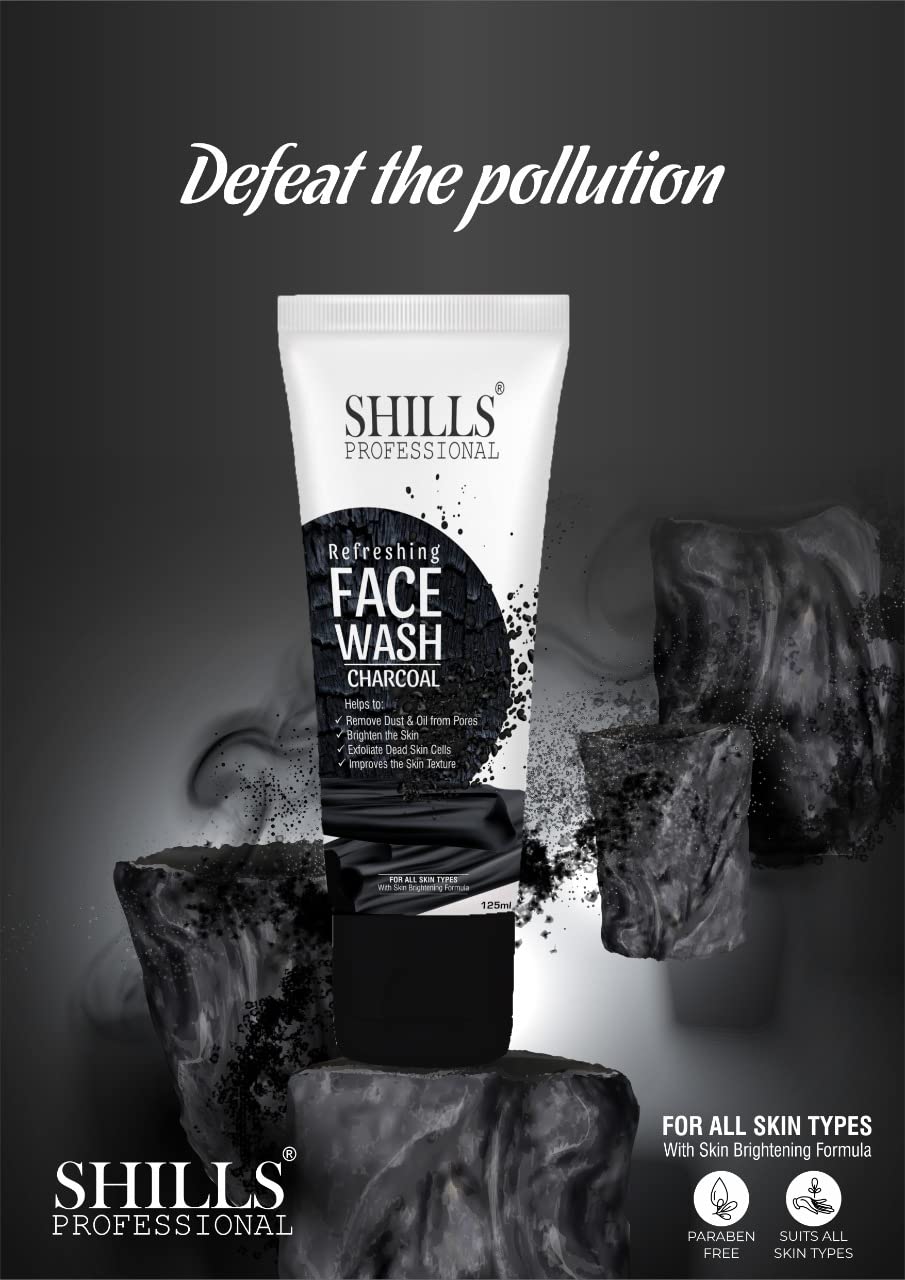 Shills Professional Refreshing Charcoal Face Wash - Deep Cleansing & Oil Control for Acne-Prone Skin | Perfect for Daily Skincare & Post-Workout Use