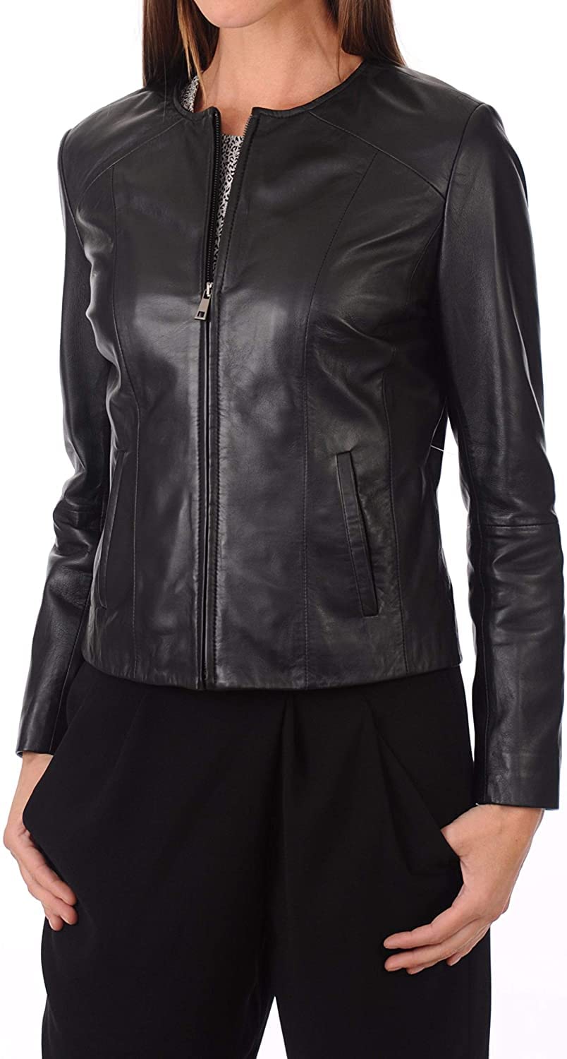 Slim Fit Classic Leather Jacket for Women - Stylish Bomber Biker Jacket for Motorcycle Riding | Fashion Outerwear for Dinner Parties & Night Out