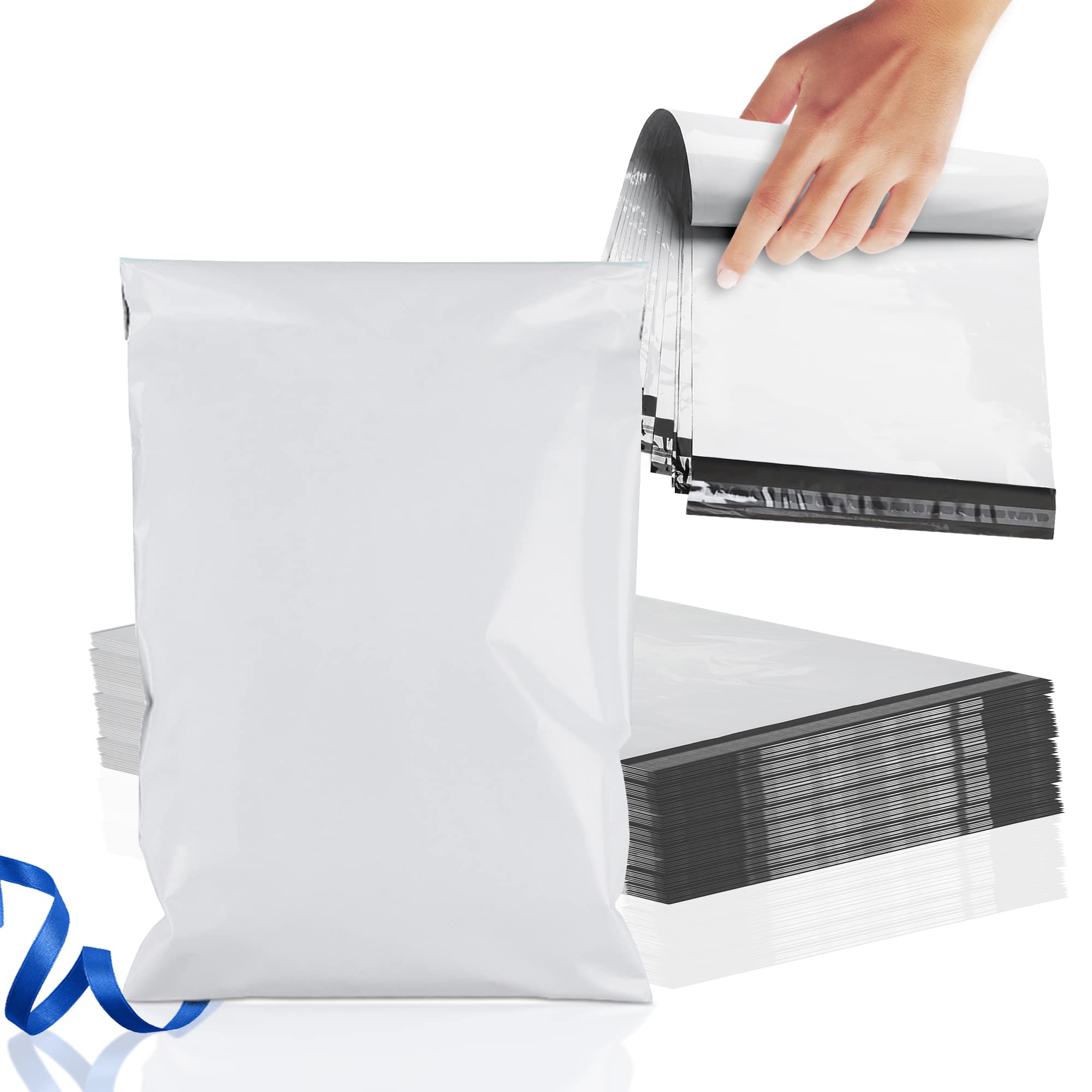 PUREVACY 7.5 x 10.5 Inch White Poly Mailers - 1000 Pack of 2 Mil Polyethylene Shipping Envelopes | Self-Sealing Waterproof Poly Bags for Clothing, Apparel & Ecommerce Shipping | Perfect for Online Stores, Boutiques & Small Business Packaging