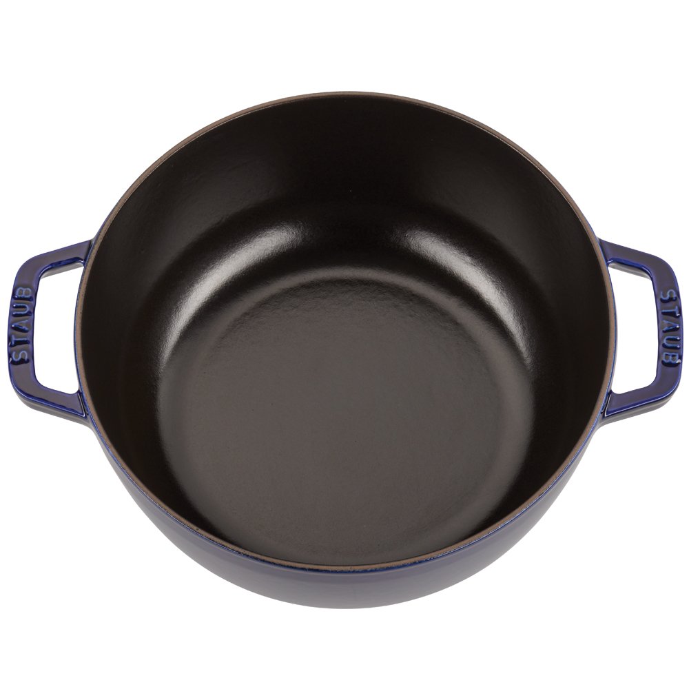 Staub 3.75 Quart Cast Iron Dutch Oven - Premium French Cookware, Dark Blue, Made in France | Perfect for Braising, Stewing & Baking Bread at Home