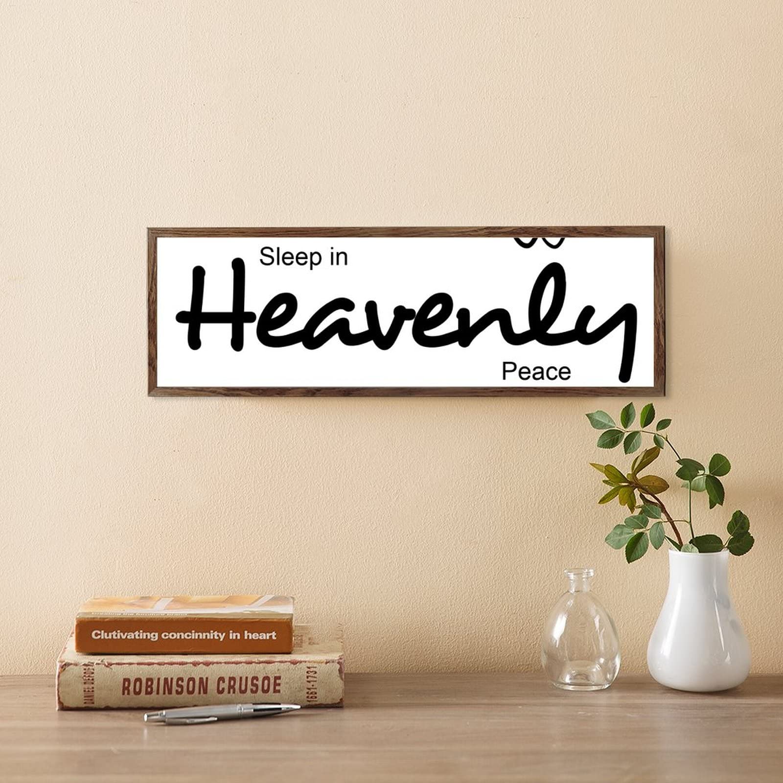Modern Farmhouse Christmas Sign - 'Sleep in Heavenly Peace' Religious Wall Art Decor (6x20 Inch) - Perfect for Fireplace Mantel, Living Room & Holiday Home Decor