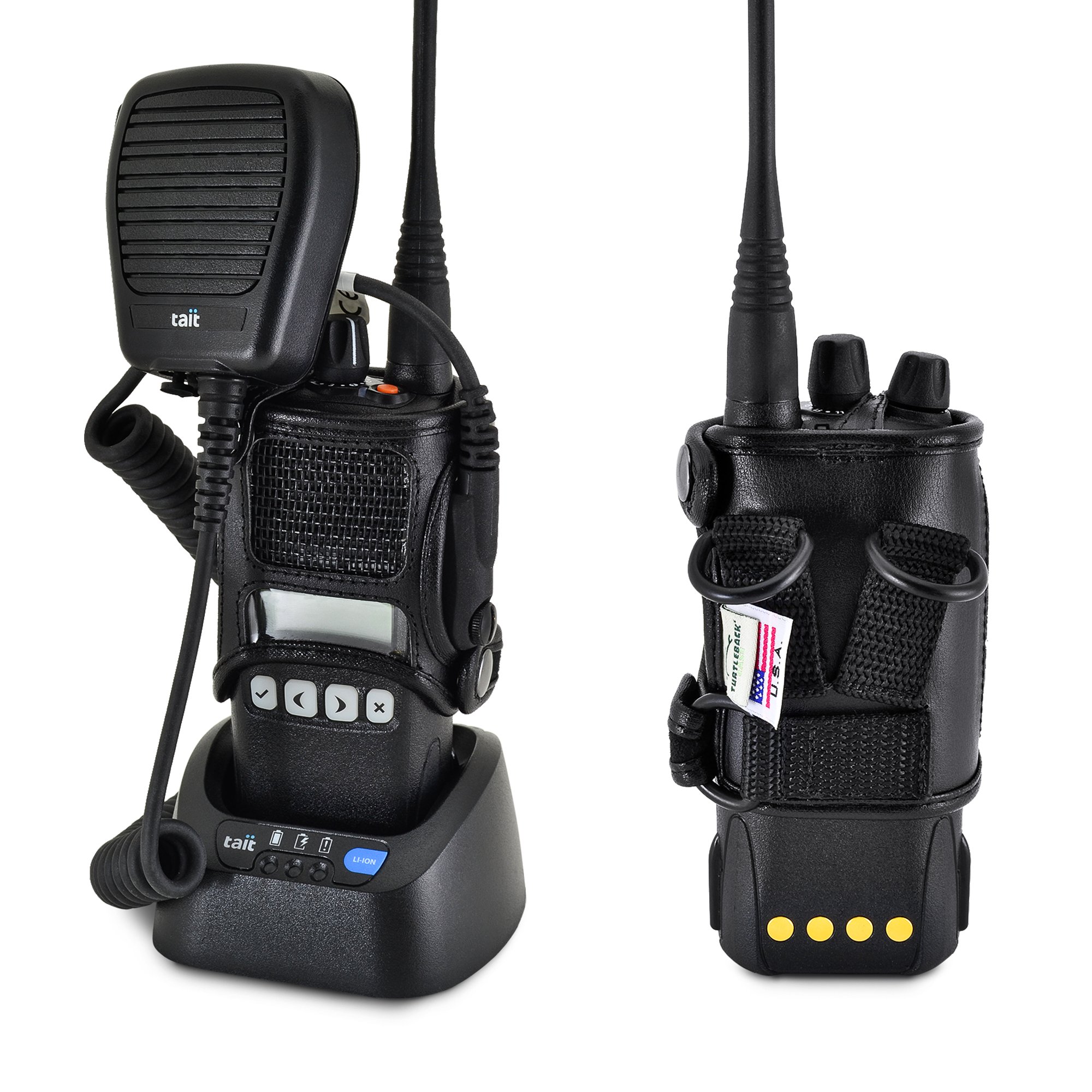 Turtleback Heavy Duty Leather Belt Holster for TAIT TP8100 Radio - Police & Fire Two-Way Radio Case with D-Ring Attachment | Tactical Duty Gear for First Responders, Security & Outdoor Adventures