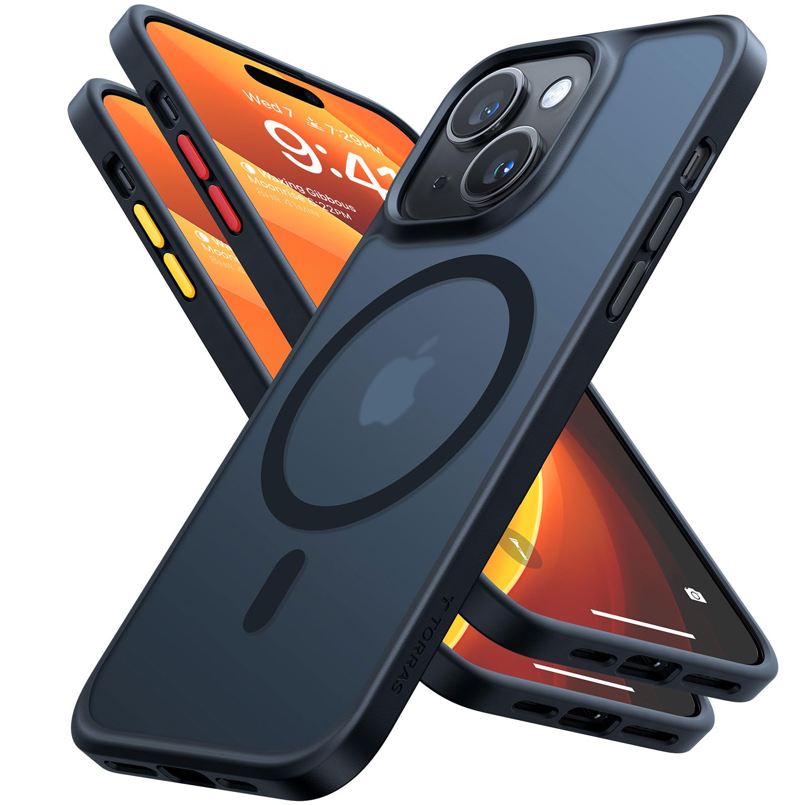 TORRAS Magnetic Shockproof Case for iPhone 15 with MagSafe - 12FT Military Grade Protection, Fast 1.5H Charging, Soft Anti-Slip Matte Finish - Perfect for Daily Use, Outdoor Activities & Travel (Matte Black)