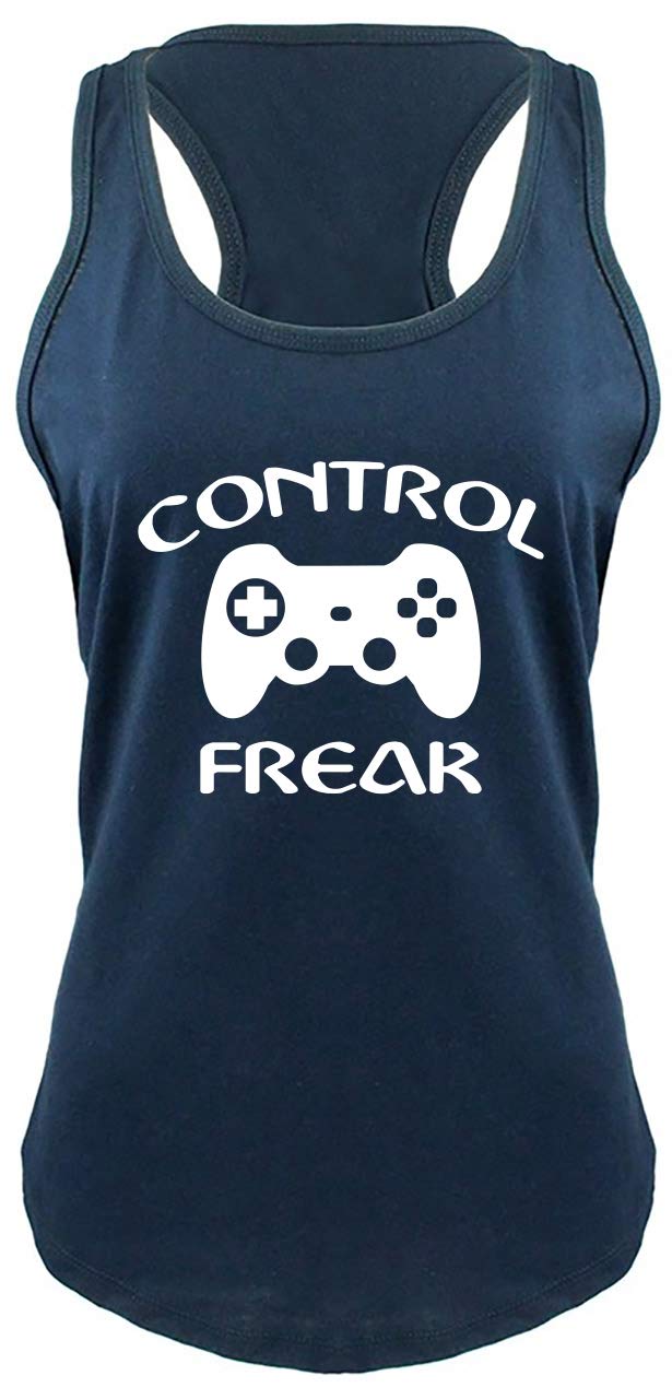 Funny Control Freak Gamer T-Shirt for Women - Comical Video Game Tee - Racerback Tank Top for Casual Wear & Gaming Events