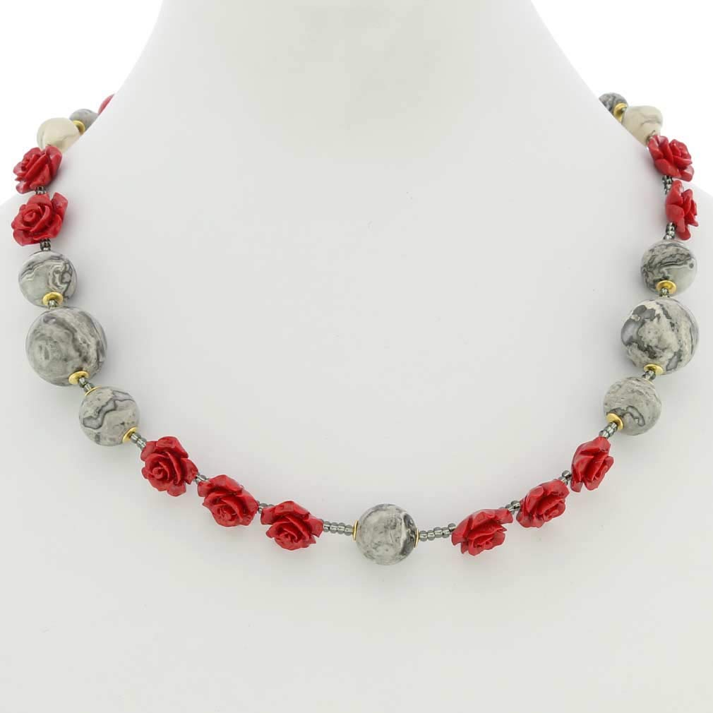 Authentic Murano Glass Rosa Di Marmo Necklace from Venice Italy | Handcrafted Italian Jewelry for Women | Perfect Gift for Anniversary, Birthday & Special Occasions