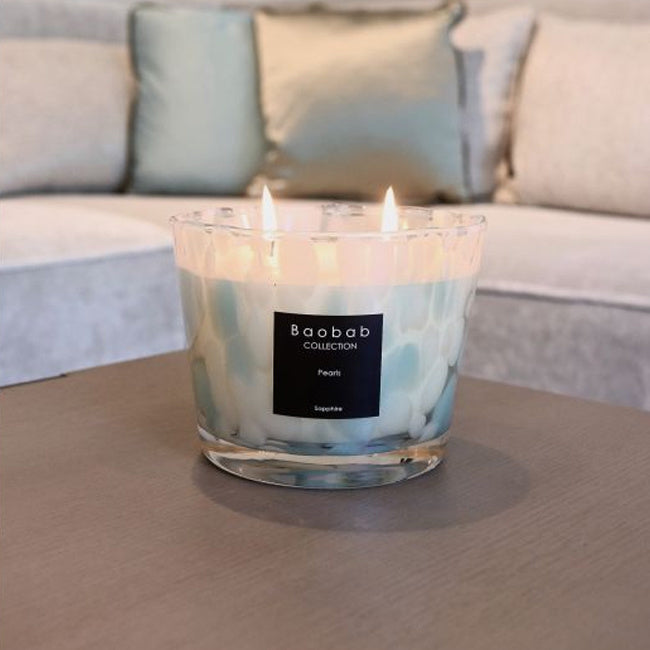Baobab Collection Sapphire Pearls Scented Candle - Luxury Home Fragrance for Relaxation & Romantic Ambiance | Premium Soy Wax Candle for Bedroom, Bathroom & Living Room Decor
