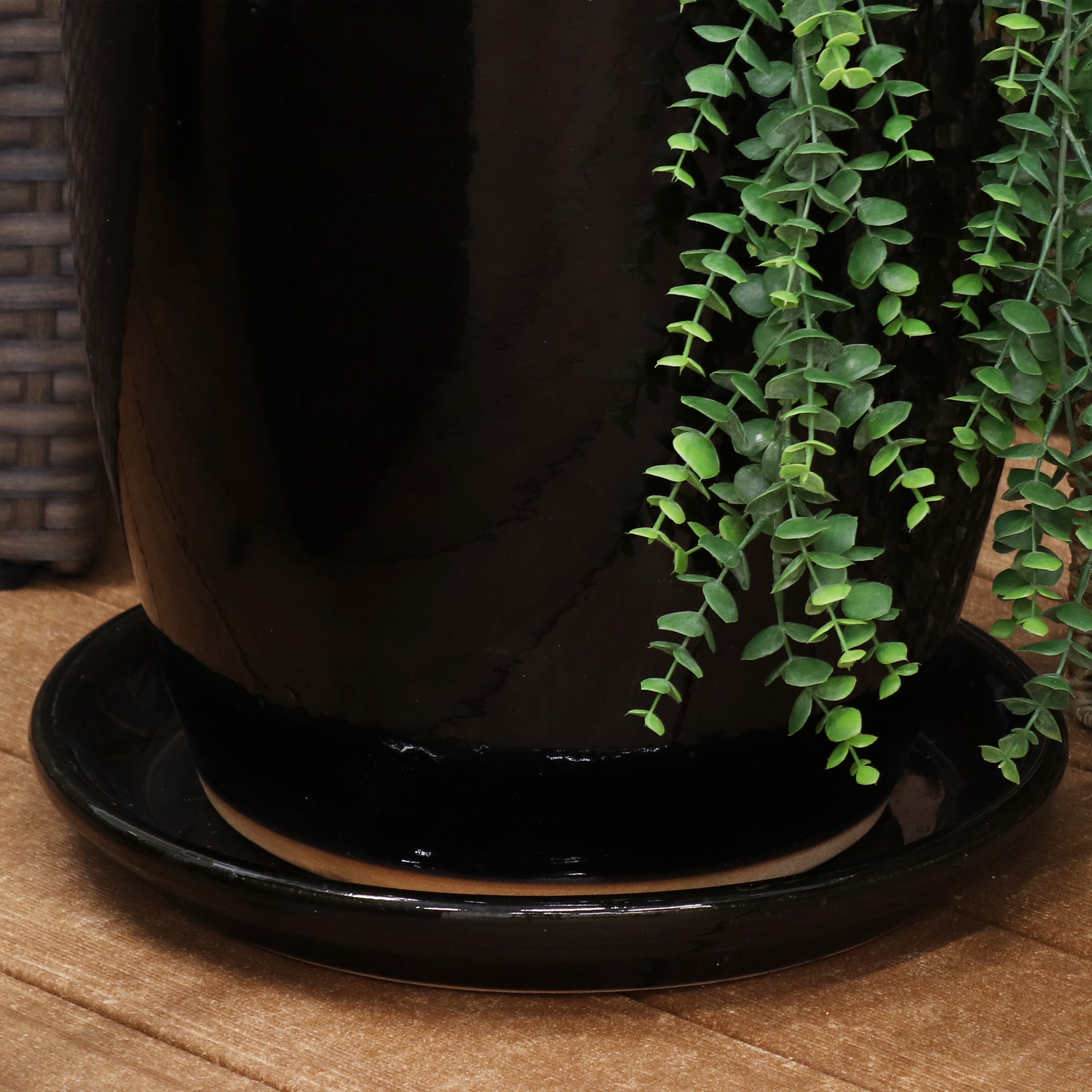 Sunnydaze Set of 2 Glazed Ceramic Planter Saucers - 6 Inch Flower Pot Trays for Indoor & Outdoor Plants - Perfect for Drainage and Protecting Surfaces