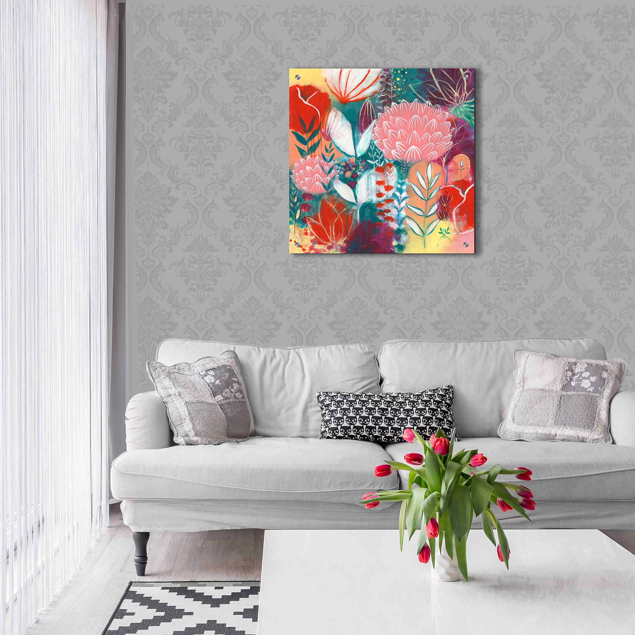 Sensuality by Corina Capri - 24x24 Inch Modern Acrylic Glass Wall Art - Vibrant Abstract Painting for Living Room, Bedroom & Office Decor