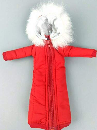 Red Winter Barbie Coat with Fur Trimmed Hood & Full-Length Metal Zipper - Warm Doll Jacket for Cold Weather Play & Collection Display
