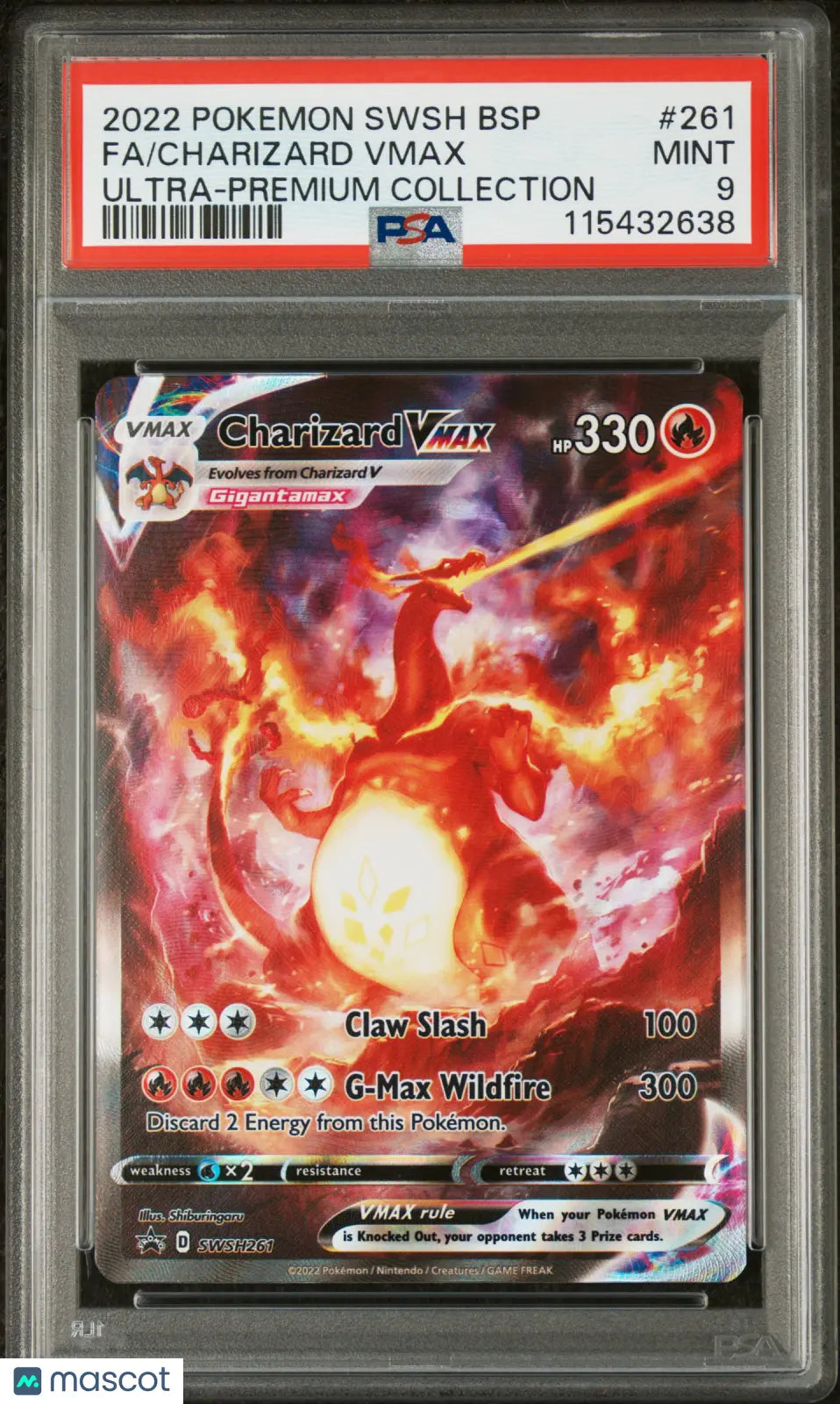2022 Pokemon Sword & Shield Black Star Promo Charizard VMAX FA #261 PSA 9 Graded Card - Rare Collectible for Trading Card Game Players & Pokemon Fans