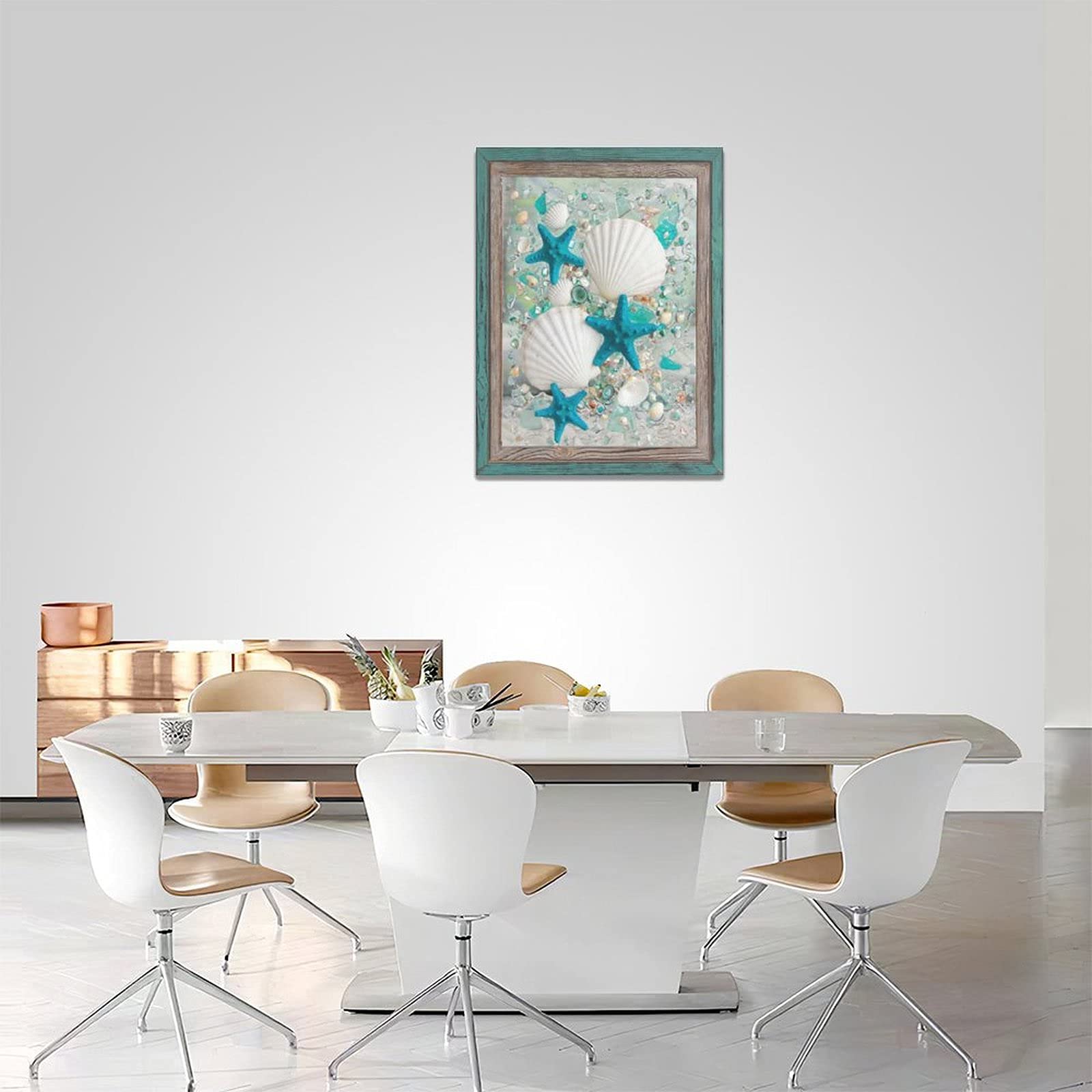 Citari Coastal Wall Art - Starfish and Shells Canvas Print | Beach Themed Decor for Bathroom, Bedroom & Living Room | Perfect for Coastal, Nautical or Beach House Style Interiors