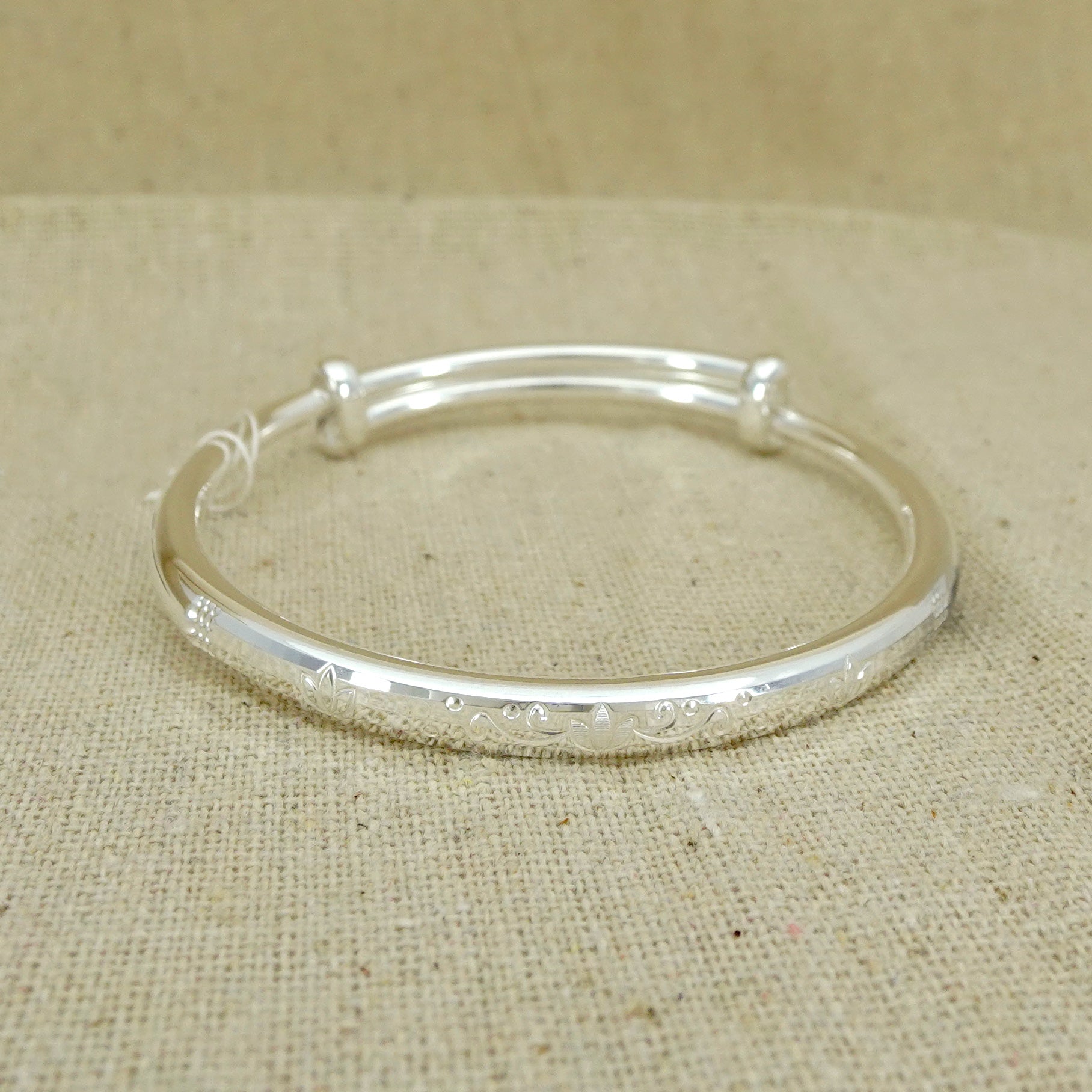 Elegant Silver Bangle Bracelet for Women - Dainty Adjustable Sterling Silver Jewelry Gift for Her - Perfect for Weddings, Parties & Everyday Wear