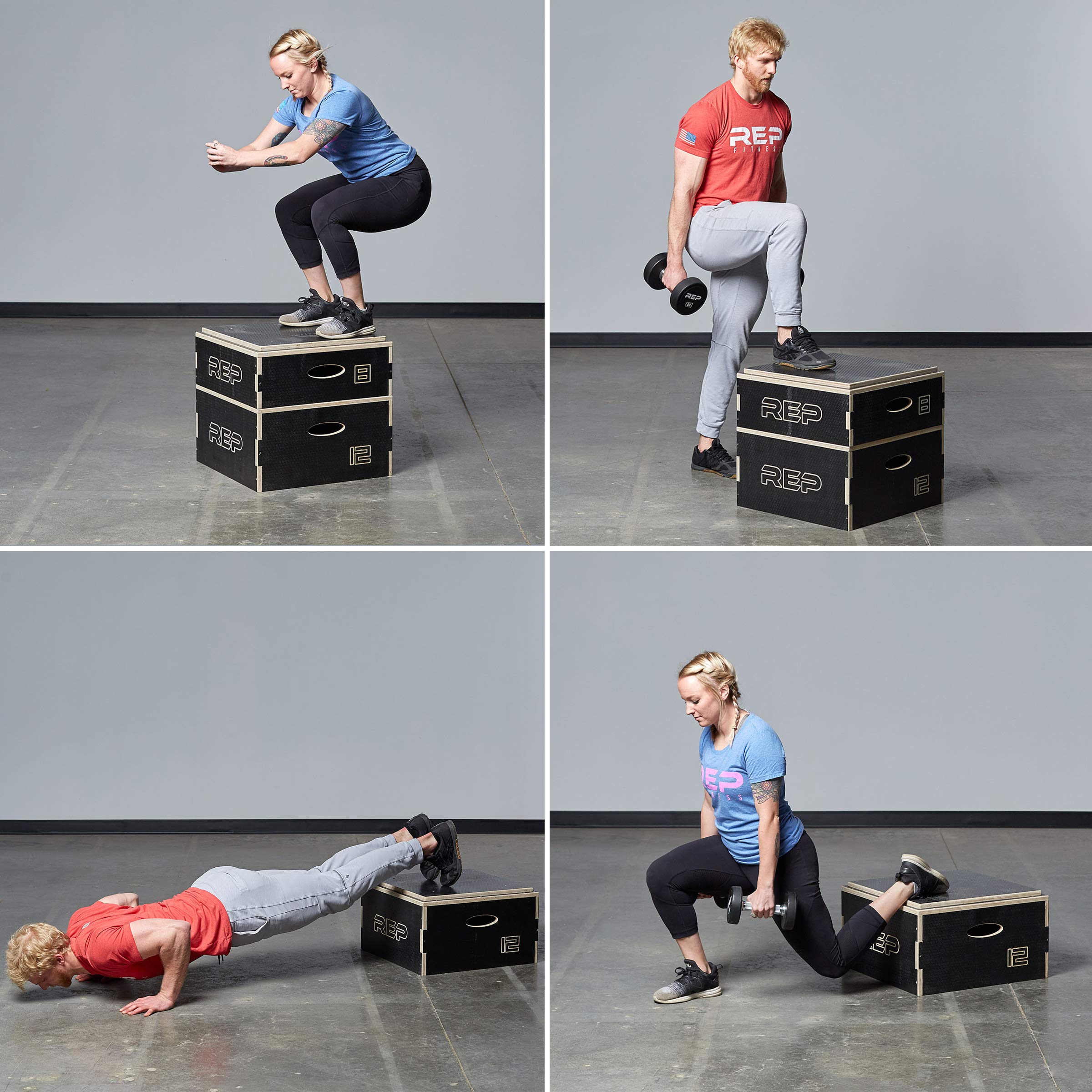 REP Fitness Stackable Wood Plyometric Box for Jump Training, CrossFit, and Home Gym Workouts - 4/6/8/12 Inch Plyo Box Sizes, Fully Assembled - Perfect for HIIT, Cardio, and Strength Training Exercises