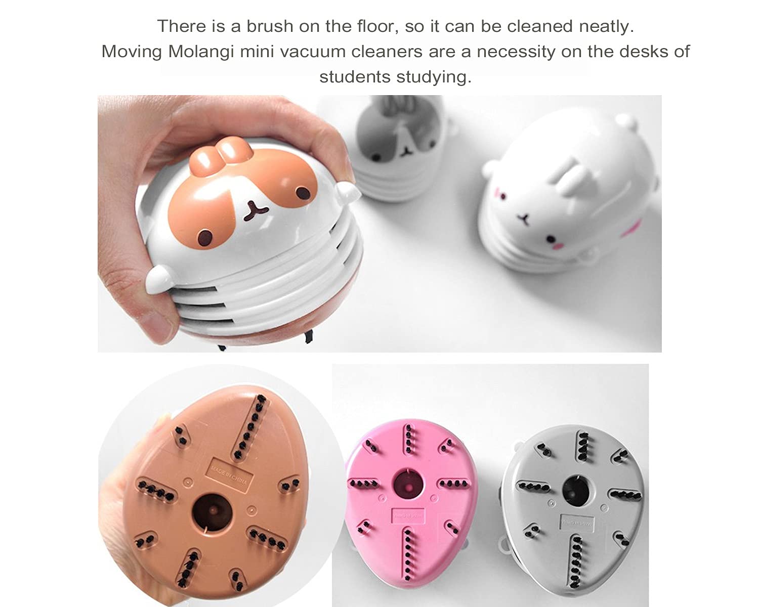 Molang Mini Desk Vacuum Cleaner - Portable Keyboard & Countertop Dust Sweeper for Crumbs, Eraser Shavings | Cute Office & Kitchen Gadget for Women | Perfect for Workspace, Computer Desk & Home Cleaning | Great Christmas & Birthday Gift Idea