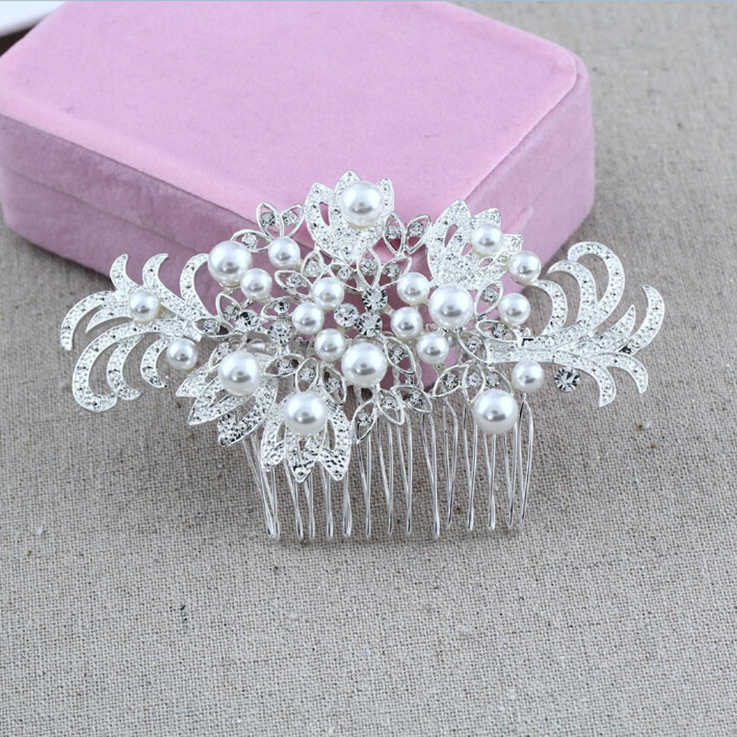 Elegant Rhinestone Pearl Wedding Hair Comb - Bridal Hair Clip for Women, Perfect for Bridal Showers, Weddings & Special Occasions