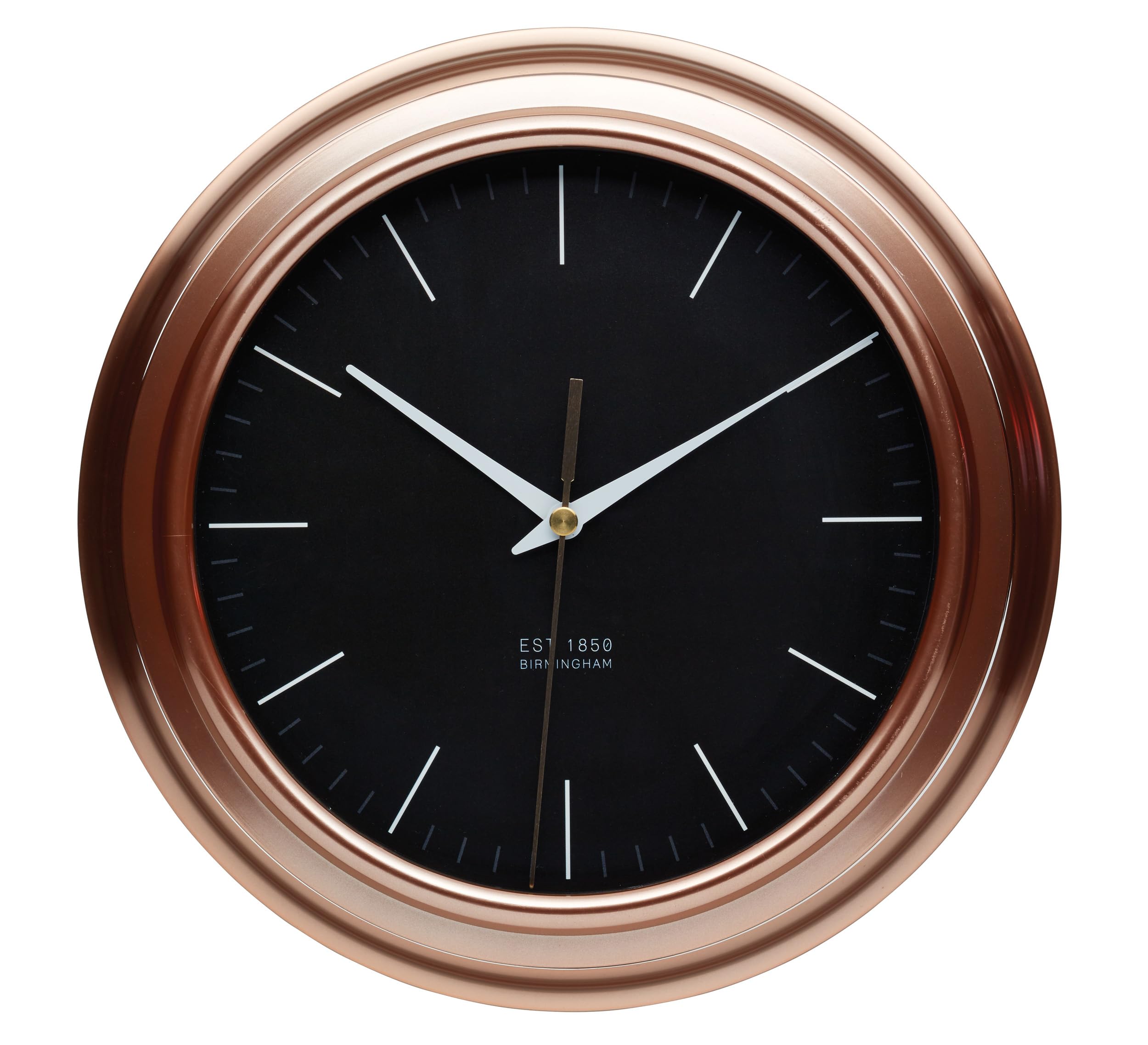 KitchenCraft Decorative Wall Clock with Copper Finish - 25.5cm Brown Plastic Kitchen Clock in Gift Box - Perfect for Home, Office, and Restaurant Decor