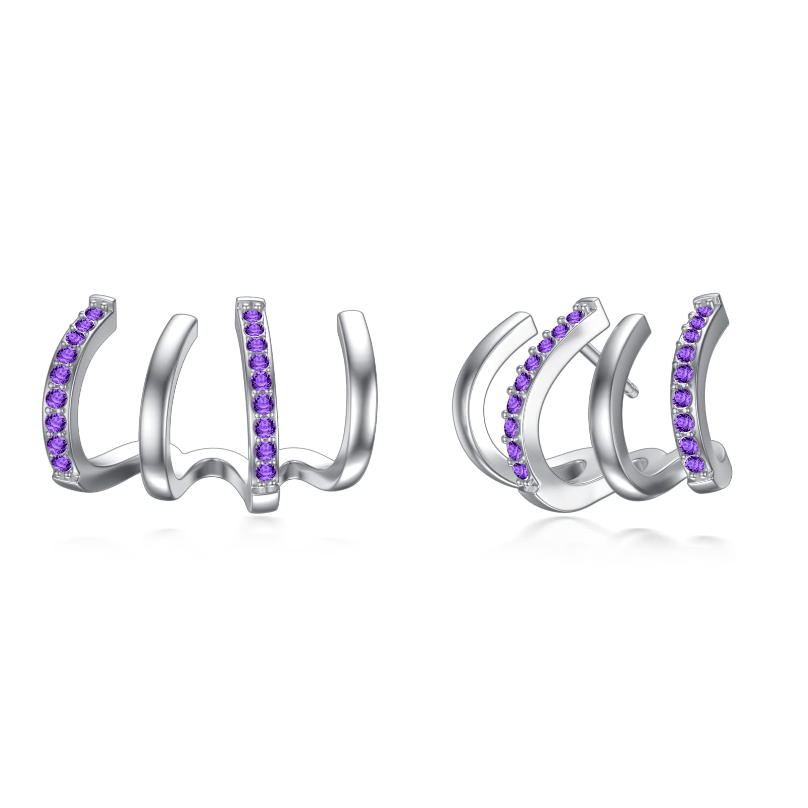 Seiyang Sterling Silver Claw Cuff Stud Earrings - Minimalist Ear Wrap Piercing Jewelry for Women & Girls | Perfect for Parties, Date Nights & Everyday Wear