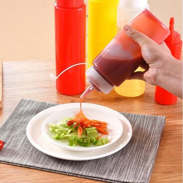 450ml Transparent Squeeze Bottle for Ketchup, Mayo, Chutney, Vinegar & Oil - Leak-Proof Condiment Dispenser (Pack of 2) - Perfect for Restaurants, Home Kitchens & Outdoor BBQs