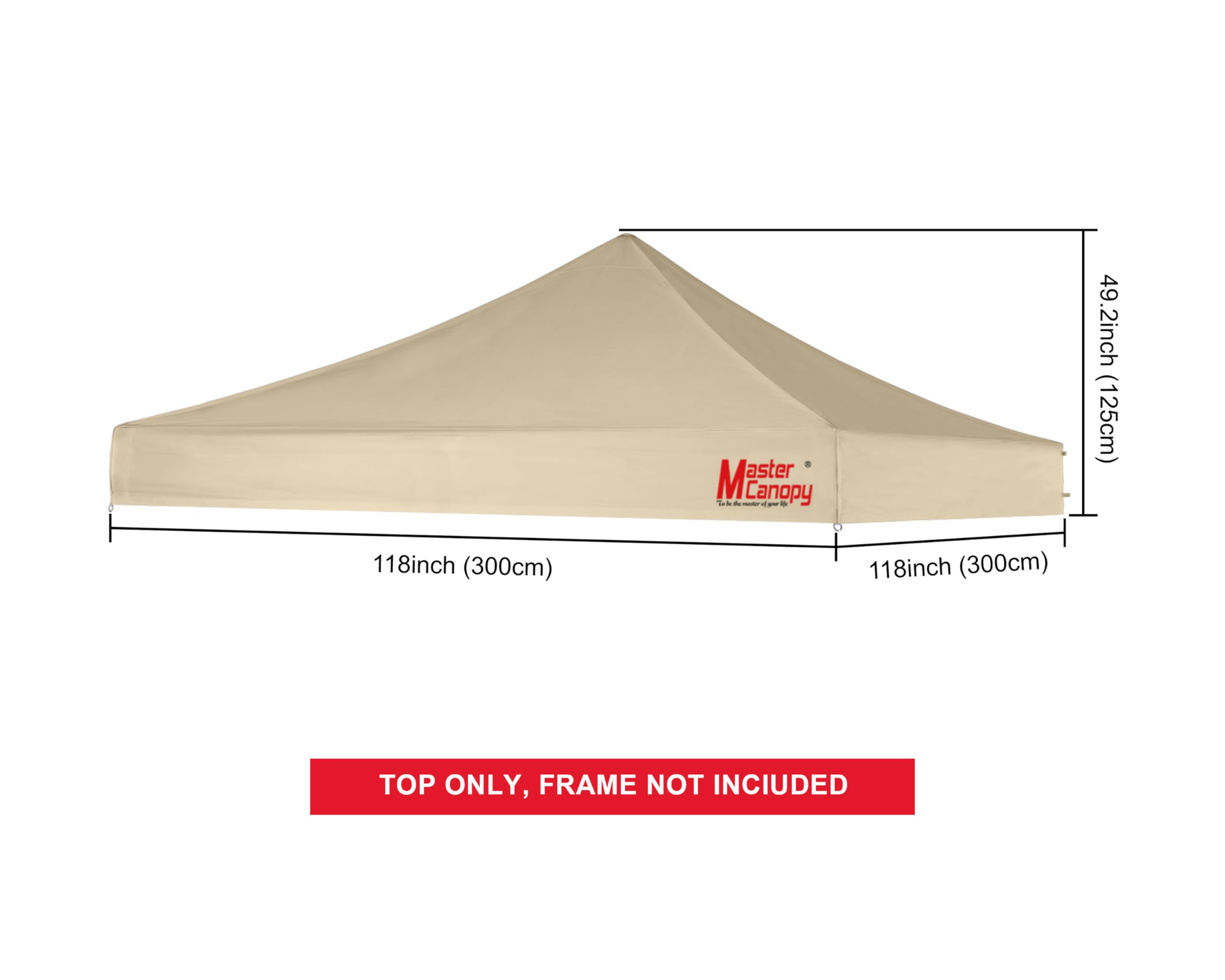 MASTERCANOPY 10x10 Beige Replacement Pop Up Canopy Top - Durable Outdoor Canopy Cover for Parties, Camping & Beach Events
