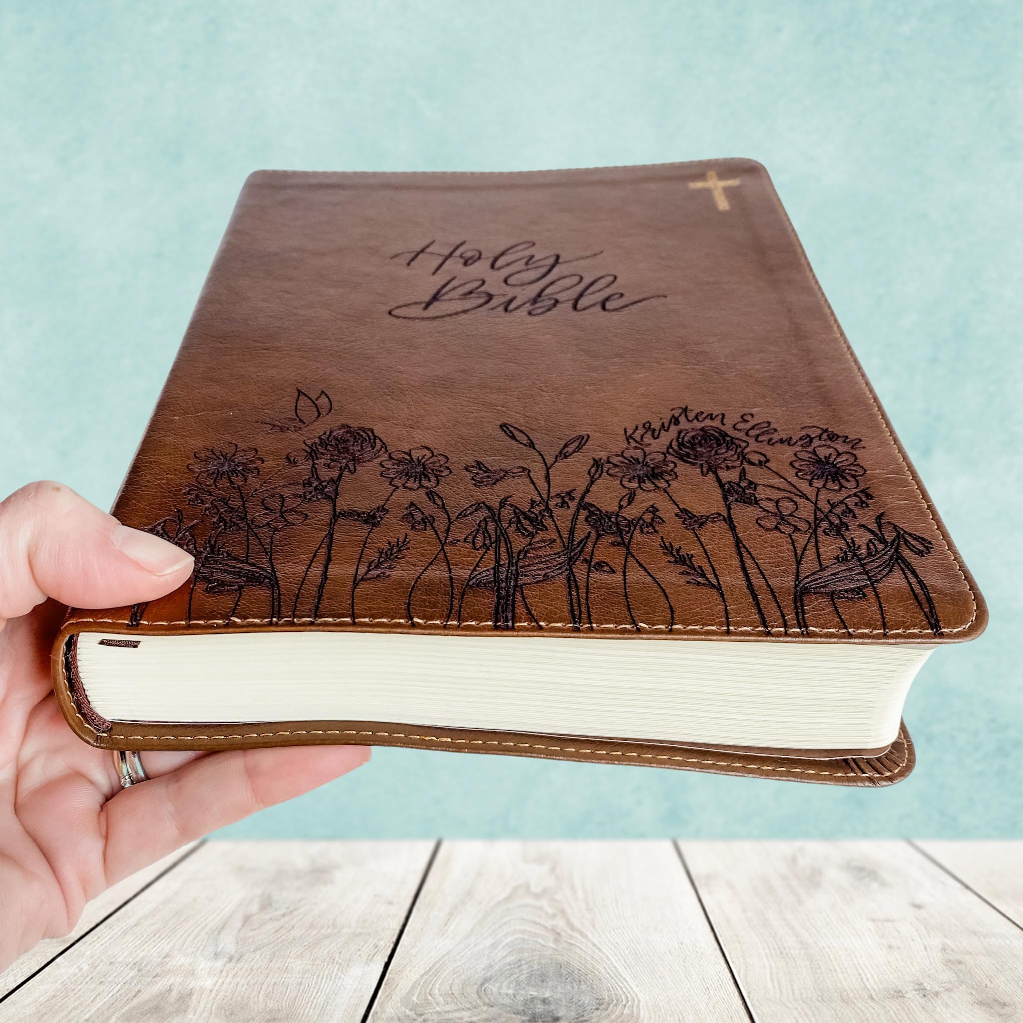 Hand Illustrated & Laser Engraved NIV Journaling Bible - Personalized Christian Gift with Custom Name Engraving | Perfect for Bible Study, Wedding Gifts & Spiritual Growth