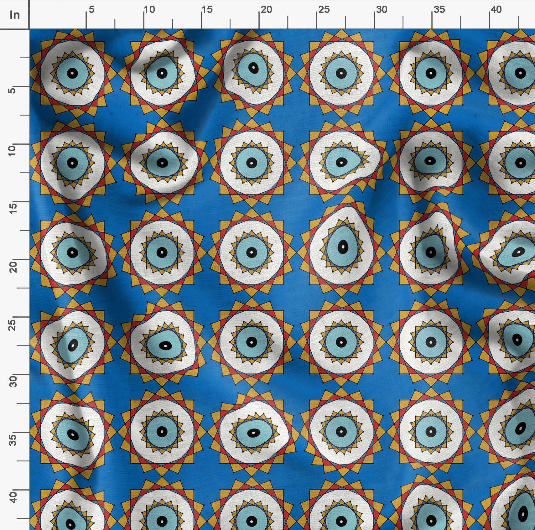 Soimoi Moss Georgette Blue Fabric by The Yard - 42 Inch Wide Marigold Geometric Print Fabric - Vibrant Botanical Design for Dresses, Curtains & DIY Crafts - Lightweight Flowy Material for Sewing Projects