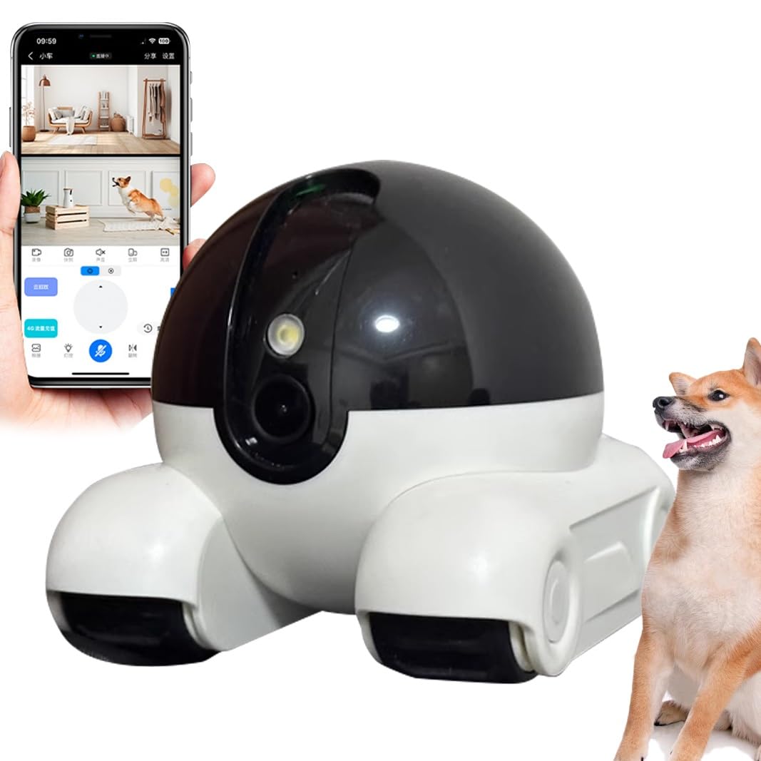 Smart Wireless Pet Camera with 1080P HD Video, 2-Way Audio, Night Vision & Remote App Control - Home Security Monitor for Dogs, Cats & Pets (White) - Perfect for Indoor Pet Monitoring & Home Surveillance