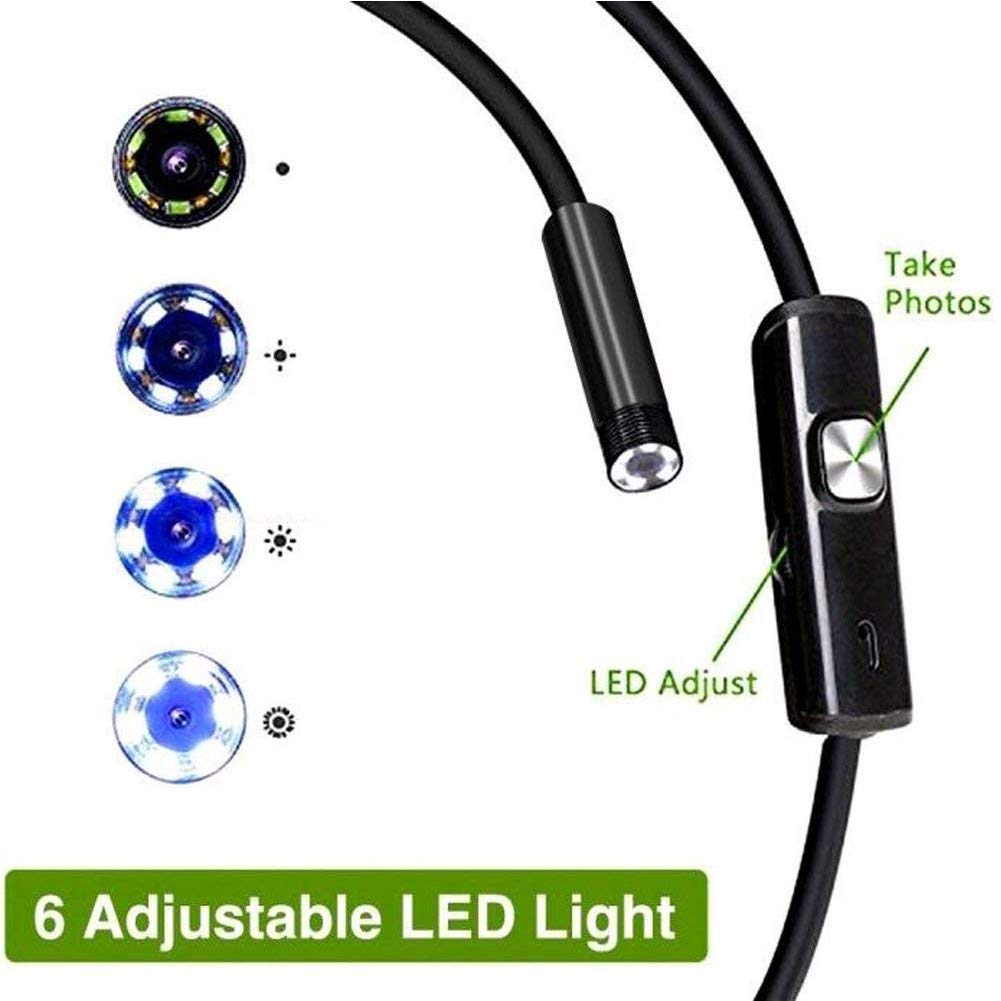 3 in 1 HD Waterproof Endoscope Inspection Camera with 6 Adjustable LED Lights - 1M Flexible Borescope Snake Pipe for Android Devices - Perfect for Drain Inspection, HVAC Maintenance & Automotive Repair