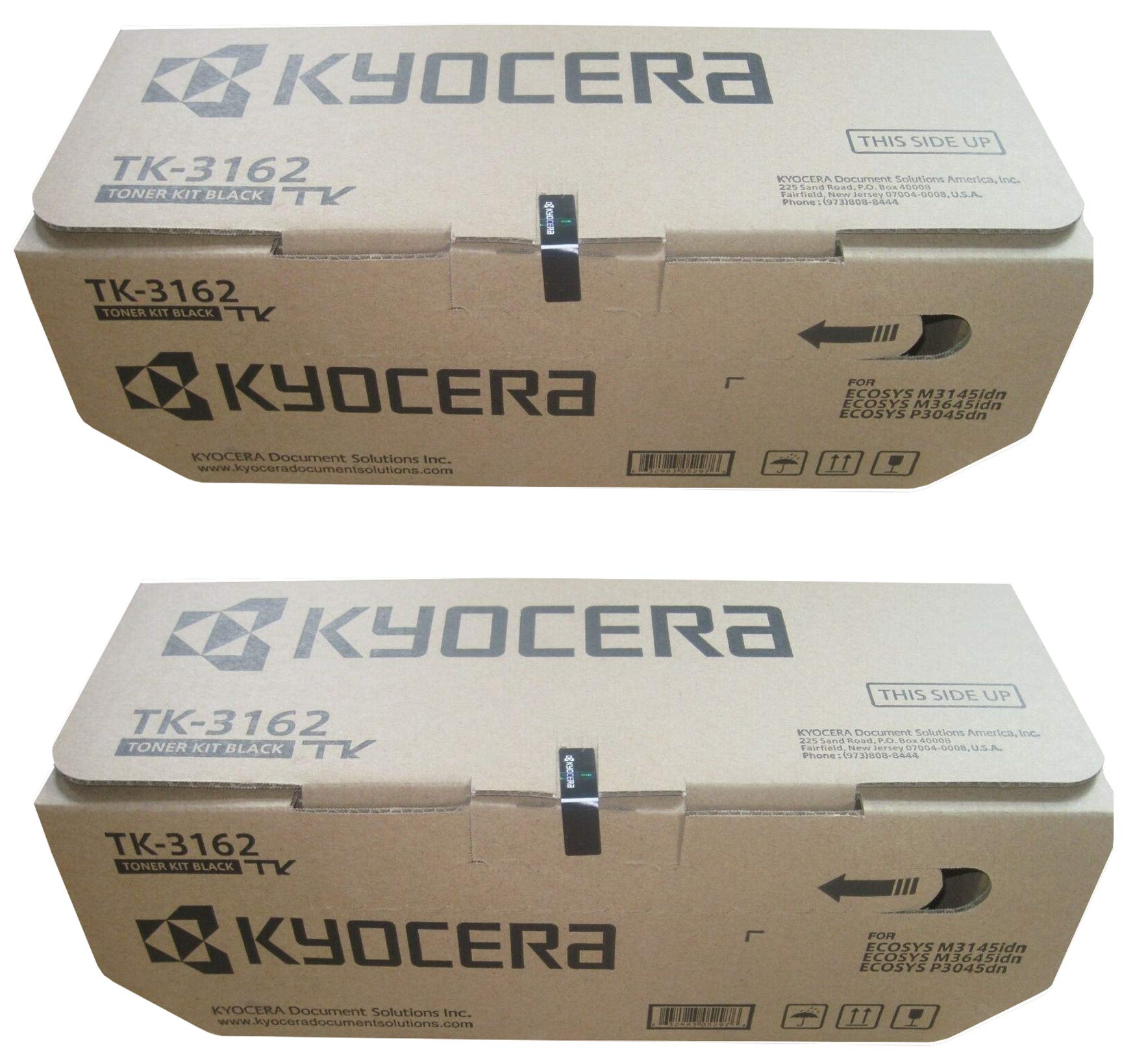 Kyocera TK-3162 Black Toner Kit (1T02T90US0) - 2-Pack High Yield 12,500 Pages for ECOSYS P3045dn Monochrome Laser Printer - Perfect for Office Printing & Bulk Document Production