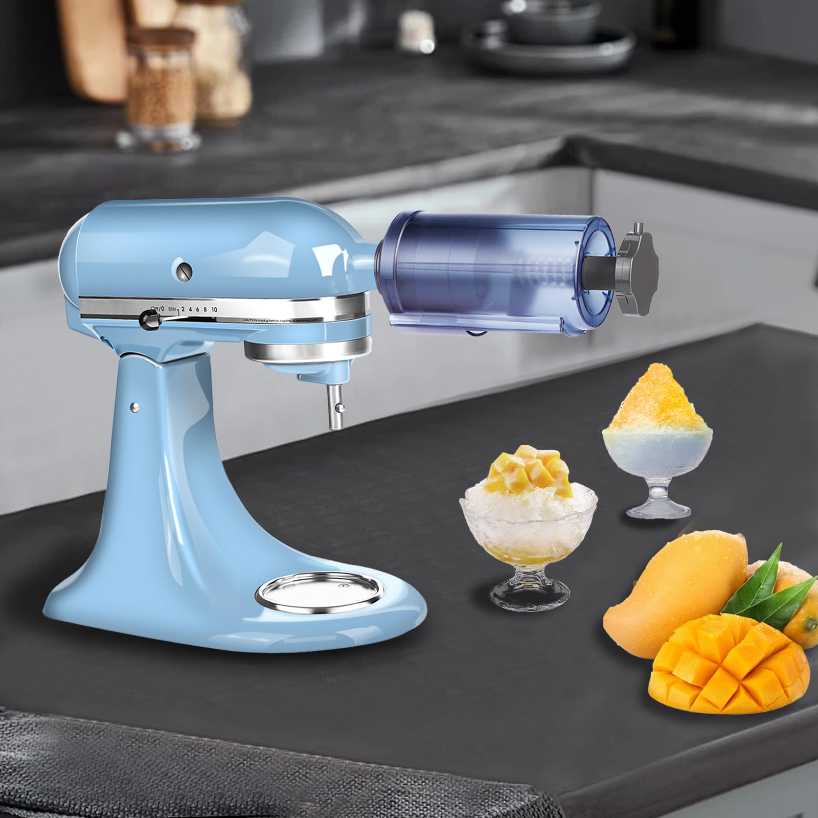 KitchenAid Stand Mixer Shaved Ice Attachment - Snow Cone Maker, Hawaiian Shaved Ice Machine with 10 Ice Molds for Home Use | Perfect for Summer Parties, Dessert Making & Family Gatherings