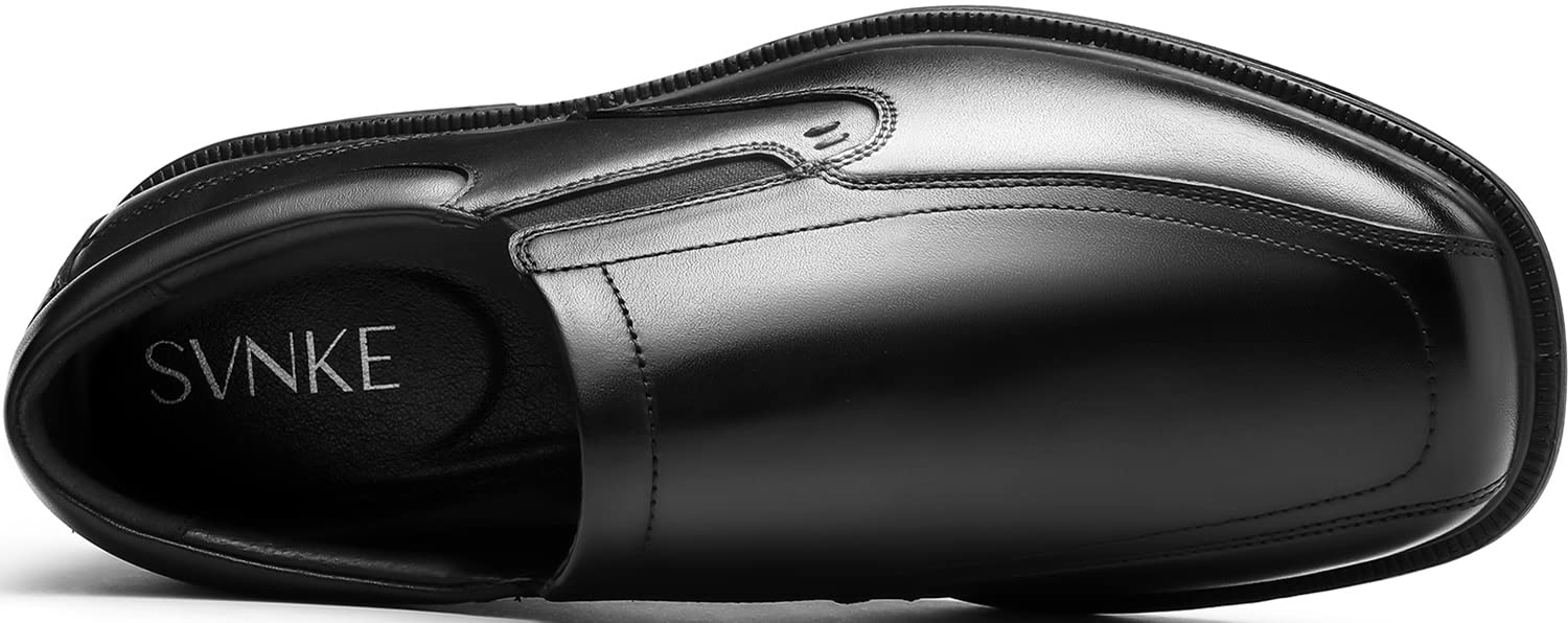 Men's Casual Slip-On Loafers - Stretch Comfort Square Toe Dress Shoes for Wedding, Business & Office | Premium Leather Luxury Footwear for Formal Events & Daily Wear