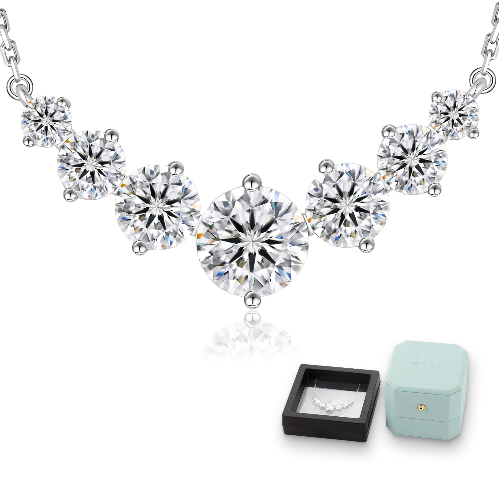 1.7CT/2.8CT/5CT Lab Created Moissanite Pendant Necklace for Women - VVS1 Clarity D Color, S925 Sterling Silver Chain 14K White Gold Plated - Anniversary, Birthday, Valentine's Day & Christmas Gift for Wife, Mom, Daughter | Perfect for Weddings, Date Nights & Special Occasions