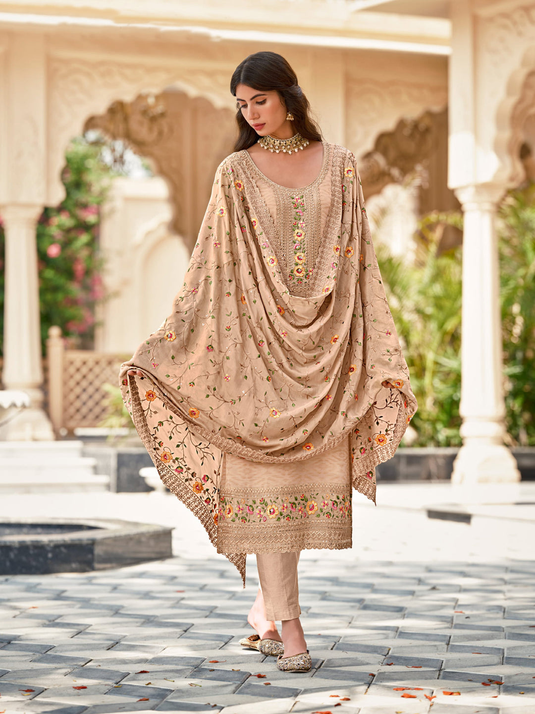 Luxury Beige Heavyweight Designer Pant Suit with Elegant Embroidery - Perfect for Formal Events, Business Meetings & Special Occasions