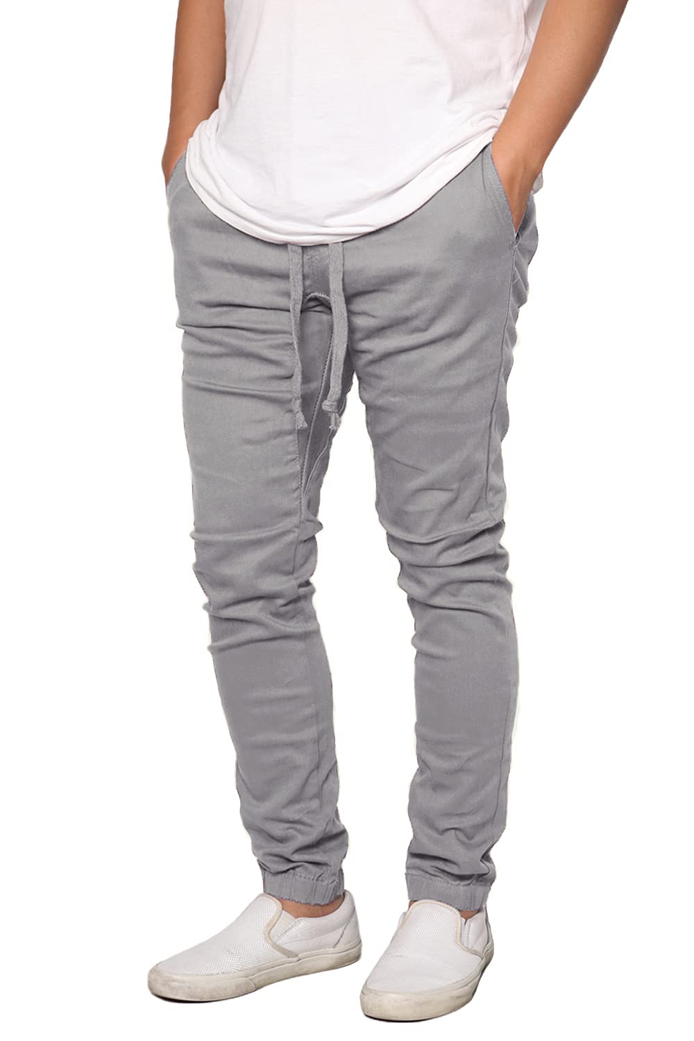 URBANJ Men's Twill Skinny Fit Jogger Pants - Slim Fit Casual Sweatpants for Men | Perfect for Gym, Lounge & Streetwear Fashion