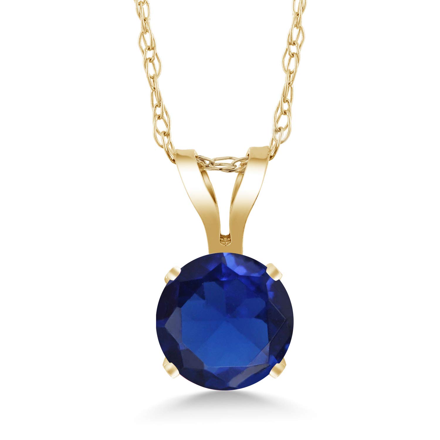 14K Yellow Gold Birthstone Pendant Necklace for Women | Round 4.5MM Gemstone Solitaire | 18 Inch Gold Chain | Personalized Gift for Mom, Wife, Daughter | Perfect for Birthdays, Anniversaries & Special Occasions