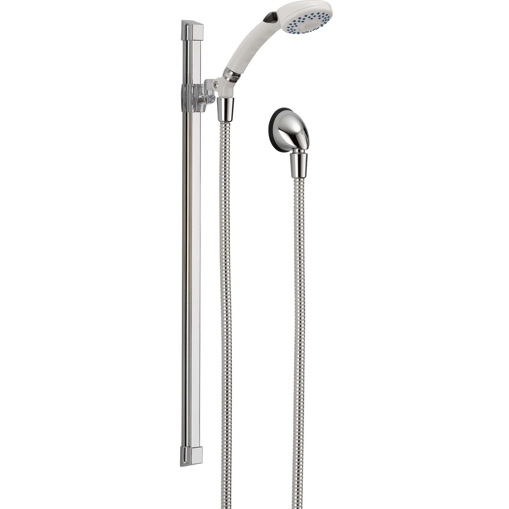 Delta 2-Setting White/Chrome Glide Rail Handheld Shower Head with Faucet - Model 561102 - Perfect for Bathroom Renovation & Spa-Like Shower Experience