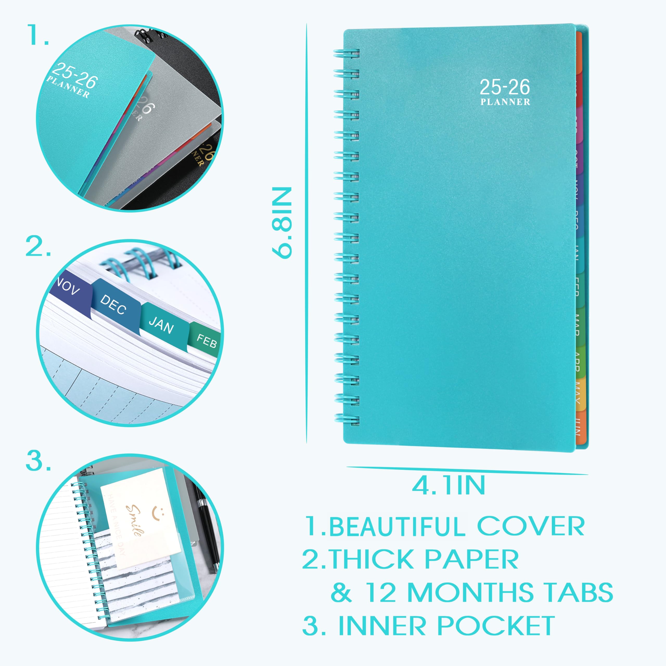 2025-2026 Pocket Planner Calendar - Weekly & Monthly Organizer for Purse, Wallet & Travel | July 2025 to June 2026 | 6.8