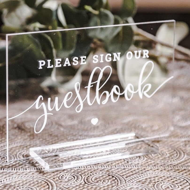 Acrylic Wedding Guest Book - Rustic Wedding Decor & Unique Handmade Gift for Couples - Perfect for Wedding Receptions, Anniversaries & Bridal Showers