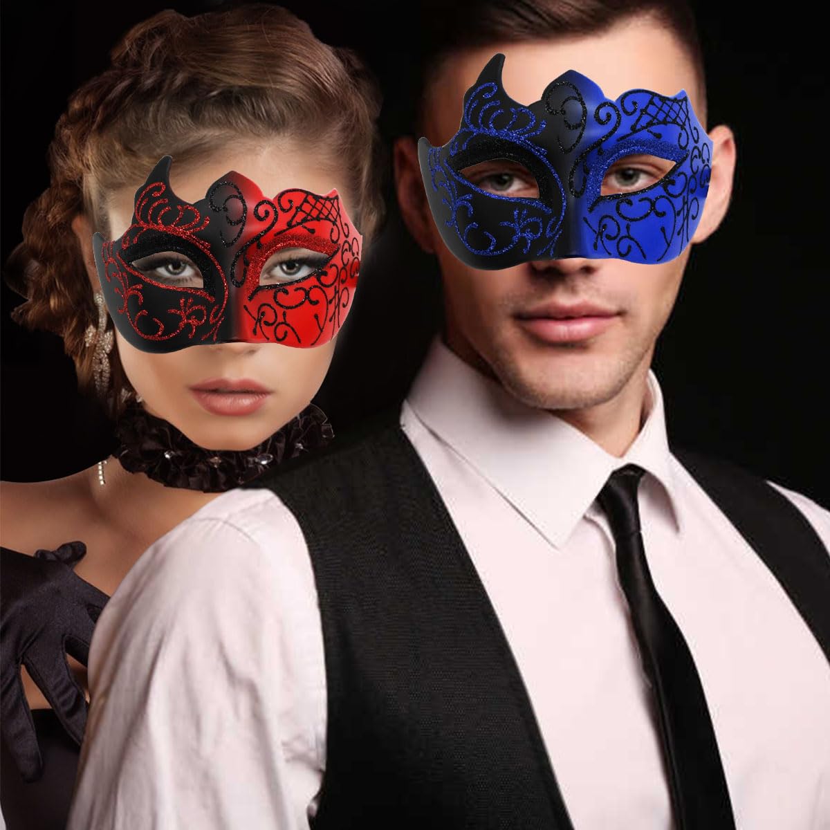 Elegant Venetian Masquerade Mask for Men & Couples - Halloween, Mardi Gras, Costume Party, Prom, Ball - Perfect for Carnival, Themed Events & Romantic Date Nights
