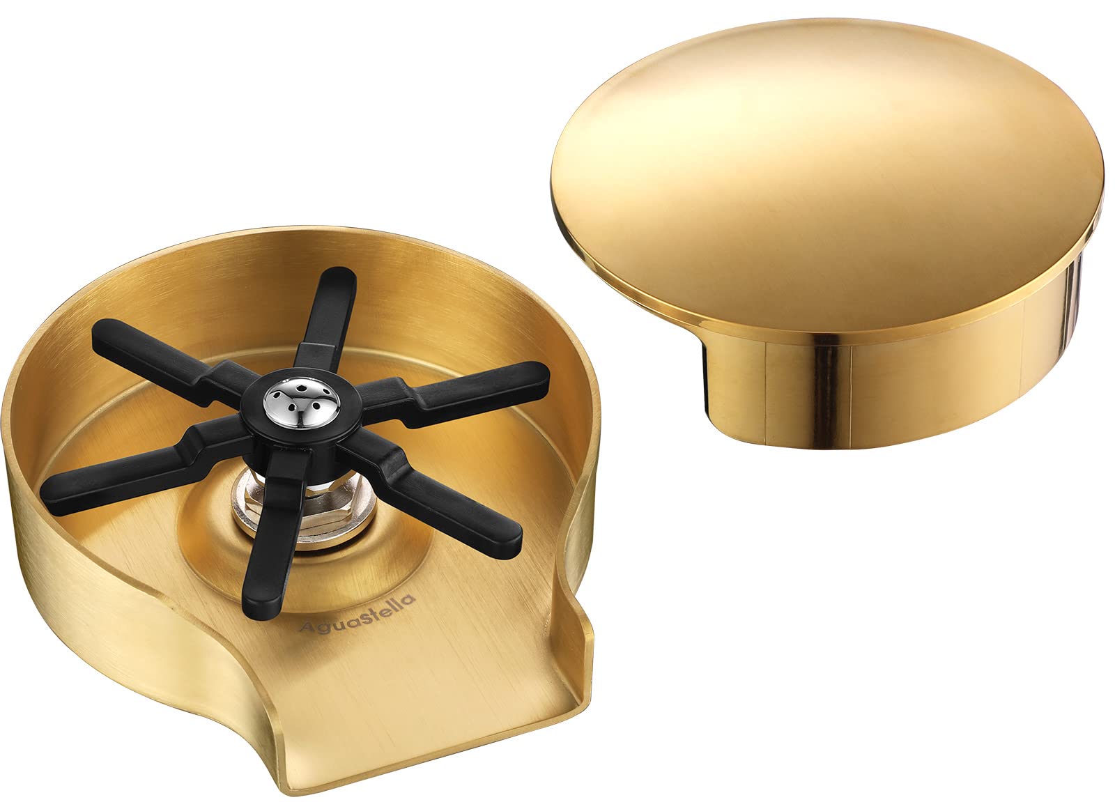 AguaStella ASR01GS Premium Gold Metal Glass Rinser with Cover - Kitchen Sink & Bar Sink Accessory for Wine Glasses, Cups & Dishware | Perfect for Home Bars, Restaurants & Dishwashing Stations