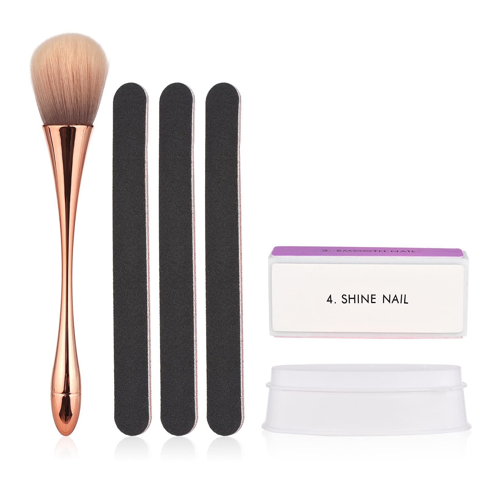 EXCLUZO 6PCS Dip Powder Nail Kit - Professional Nail Files, Buffer, Holder & Brush Set for DIY Nail Art at Home | Perfect for Manicures, Pedicures & Salon-Quality Nails