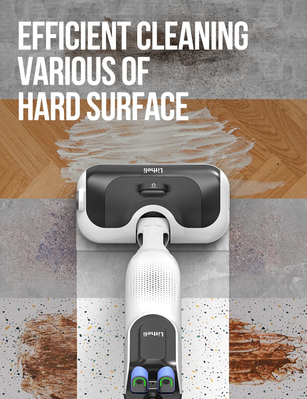 LiTHELi Cordless Vacuum Mop Cleaner - 2-in-1 Hard Floor Stick Vacuum & Wet Dry Mop with 2 Disposable Dust Boxes, 14 Pads & 4000mAh Batteries - Perfect for Hardwood, Tile & Laminate Floors Cleaning