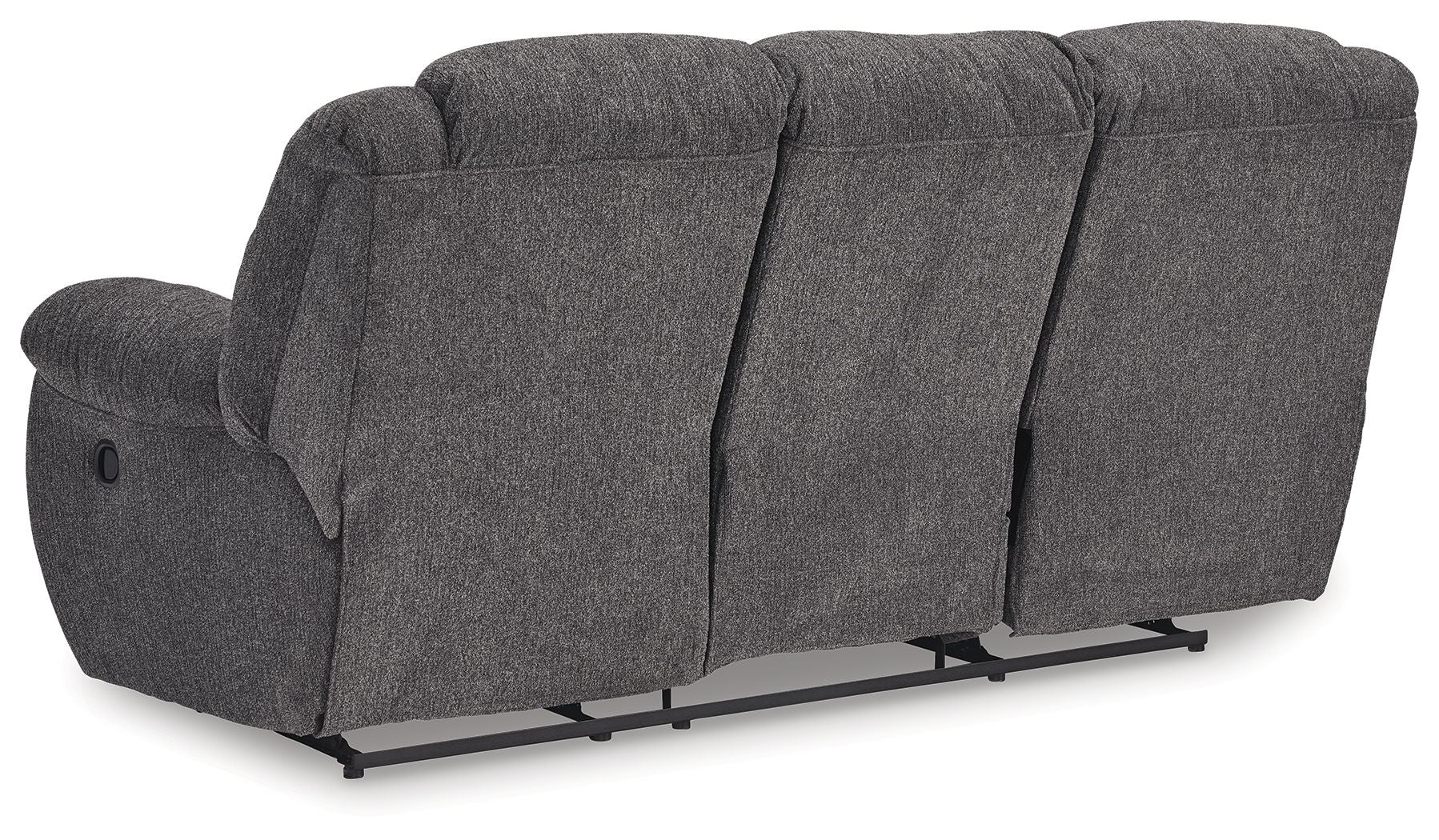 Premium Charcoal Reclining Sofa - Soft Fabric Upholstery, Modern Living Room Furniture for Home Theater & Family Relaxation