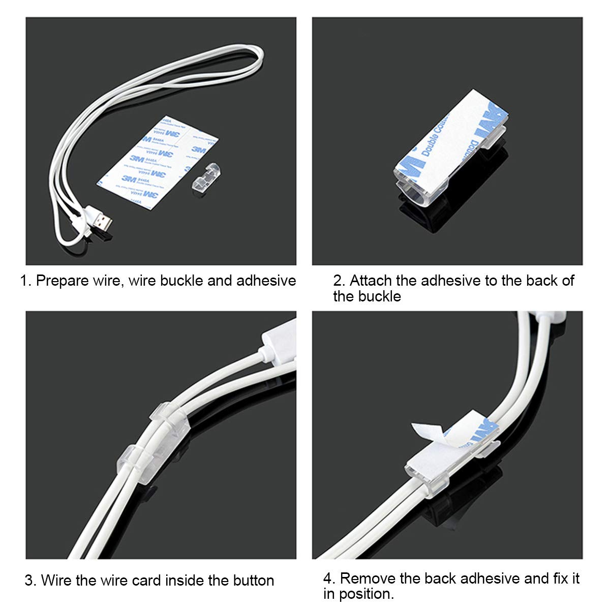32PCS 10mm Cable Clips with Adhesive - Wire Organizer, Cord Management Clips for Home, Office & Car - Perfect for Desk, TV, Computer, Router & Vehicle Cable Organization